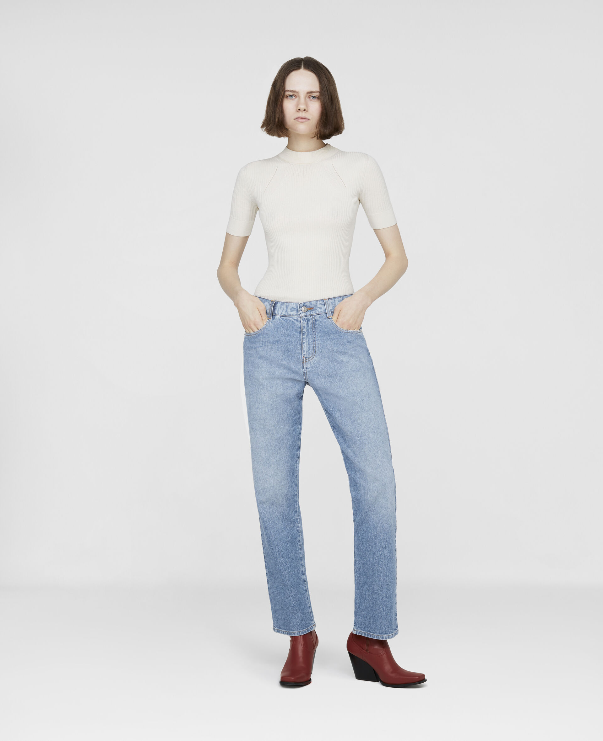 Logo Slim Denim Jeans-Blue-large image number 1