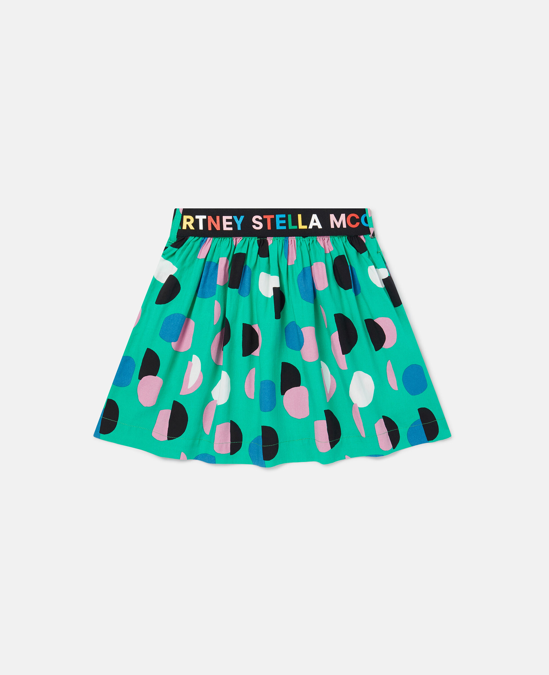 Logo Tape Dot Print Skater Skirt-Green-large image number 2