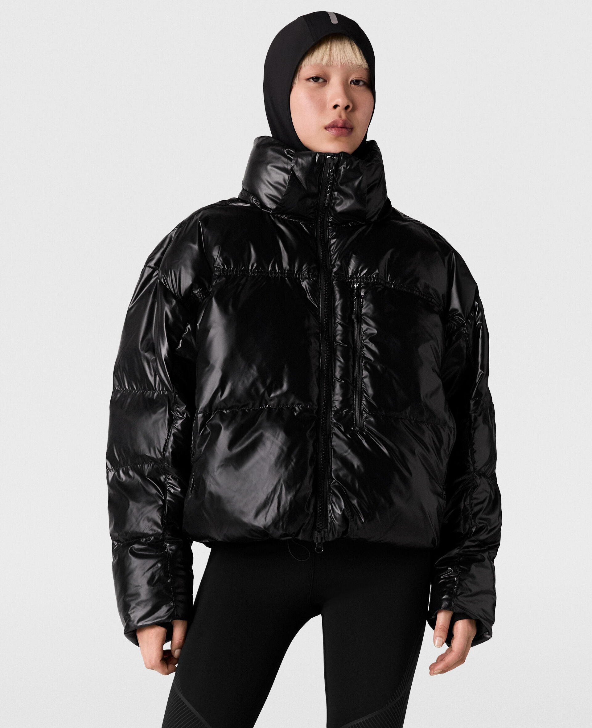 TrueNature Short Padded Coat-Black-model