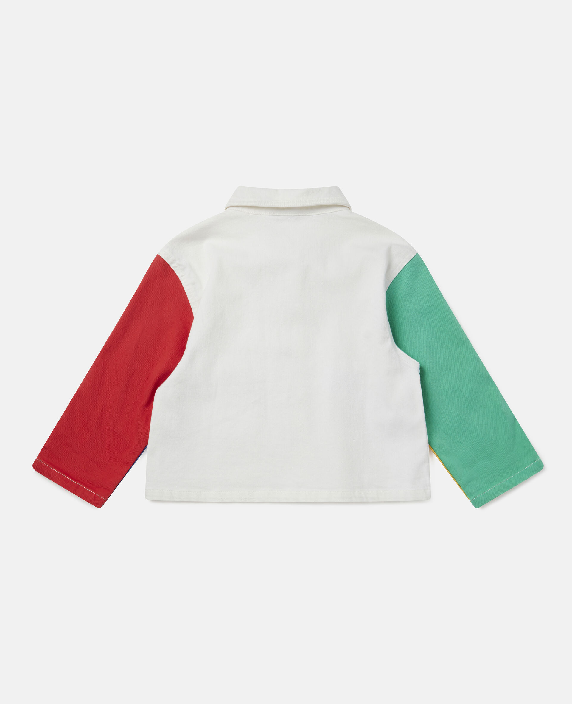 Color Block Denim Jacket -White-large image number 2