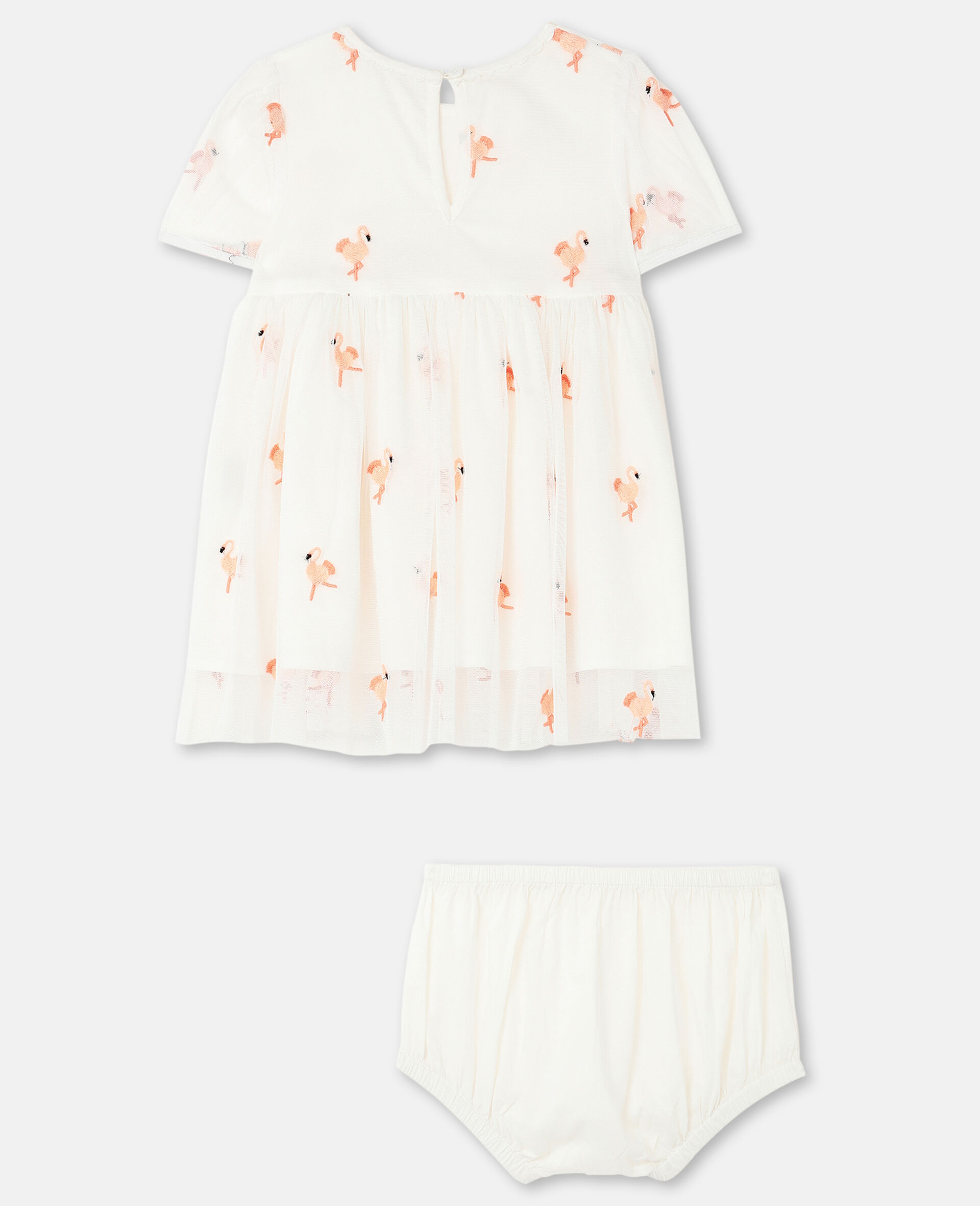 Embroidered Flamingo Tulle Dress-White-large image number 3