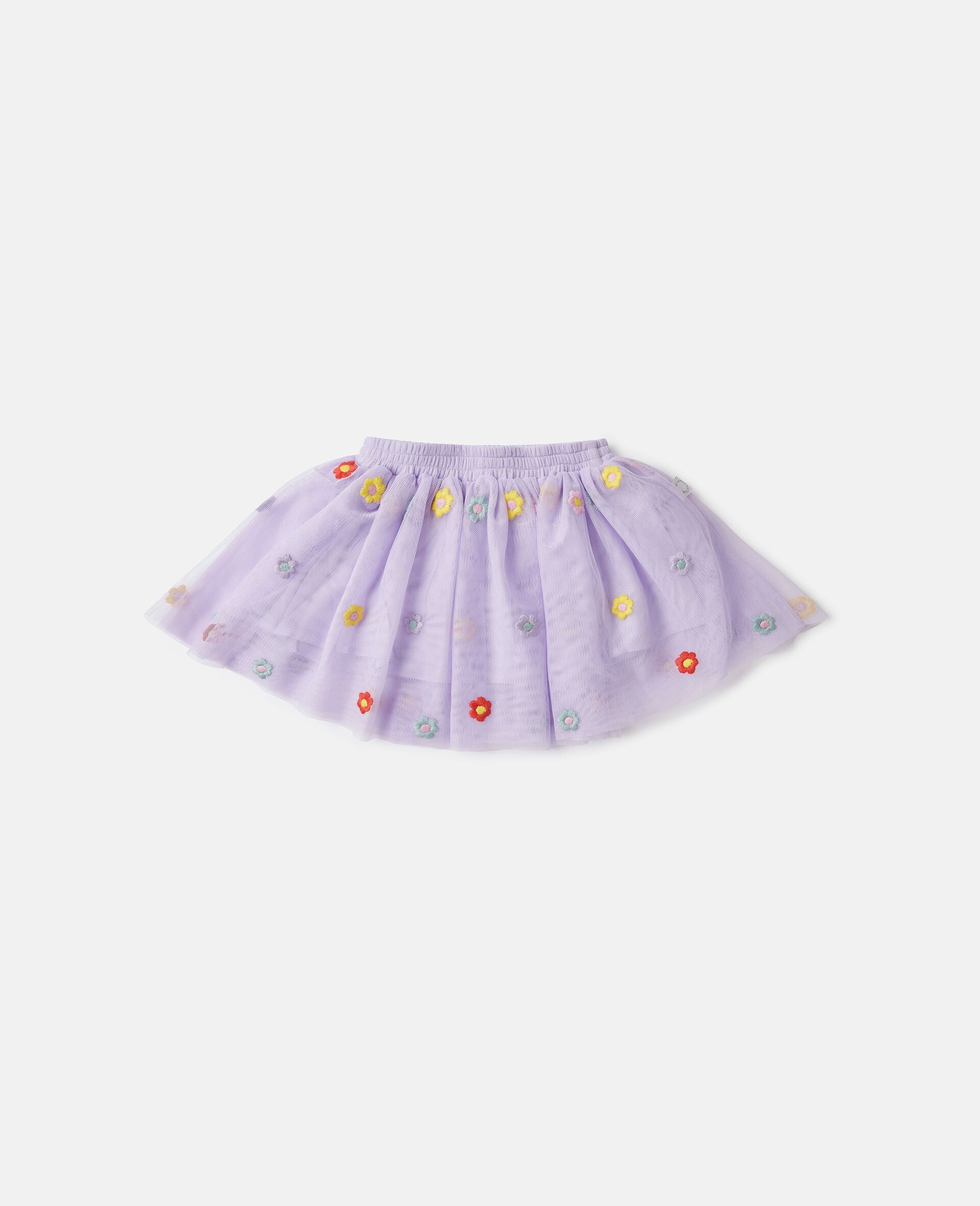 Floral-Embroidered Tulle Skirt-Purple-large image number 0