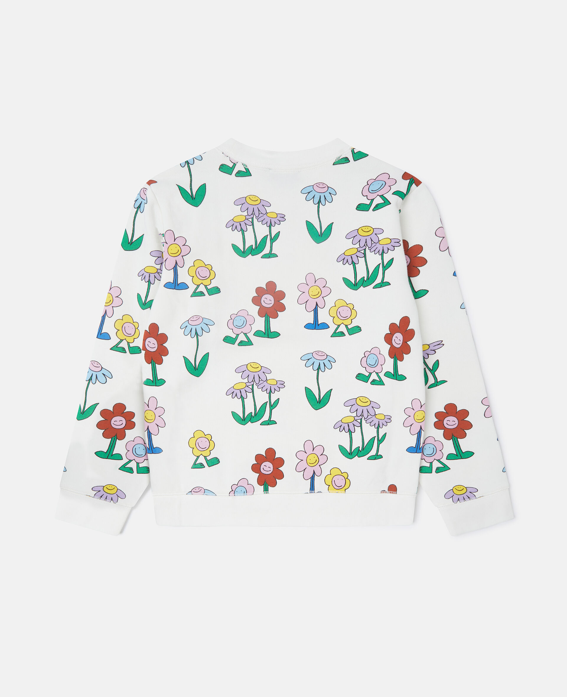 Flower Print Crewneck Sweatshirt-White-large image number 2