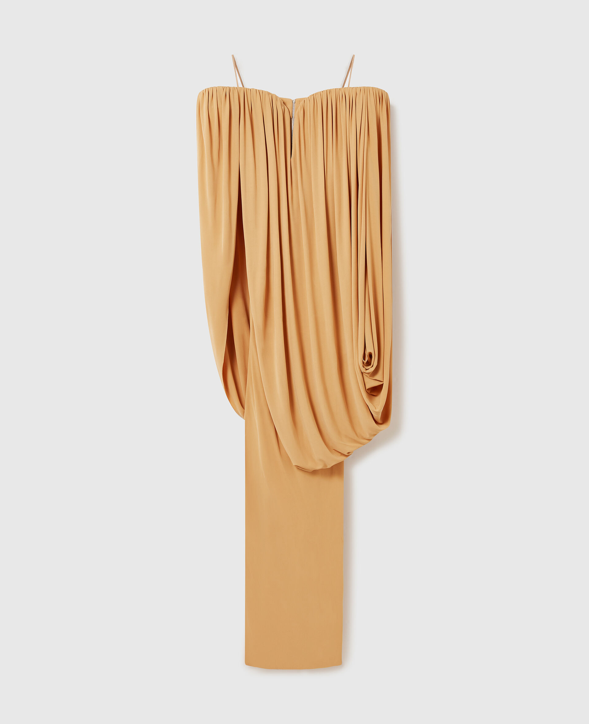 Cape-Sleeve Strapless Pleated Crepe Dress-Pink-large image number 0