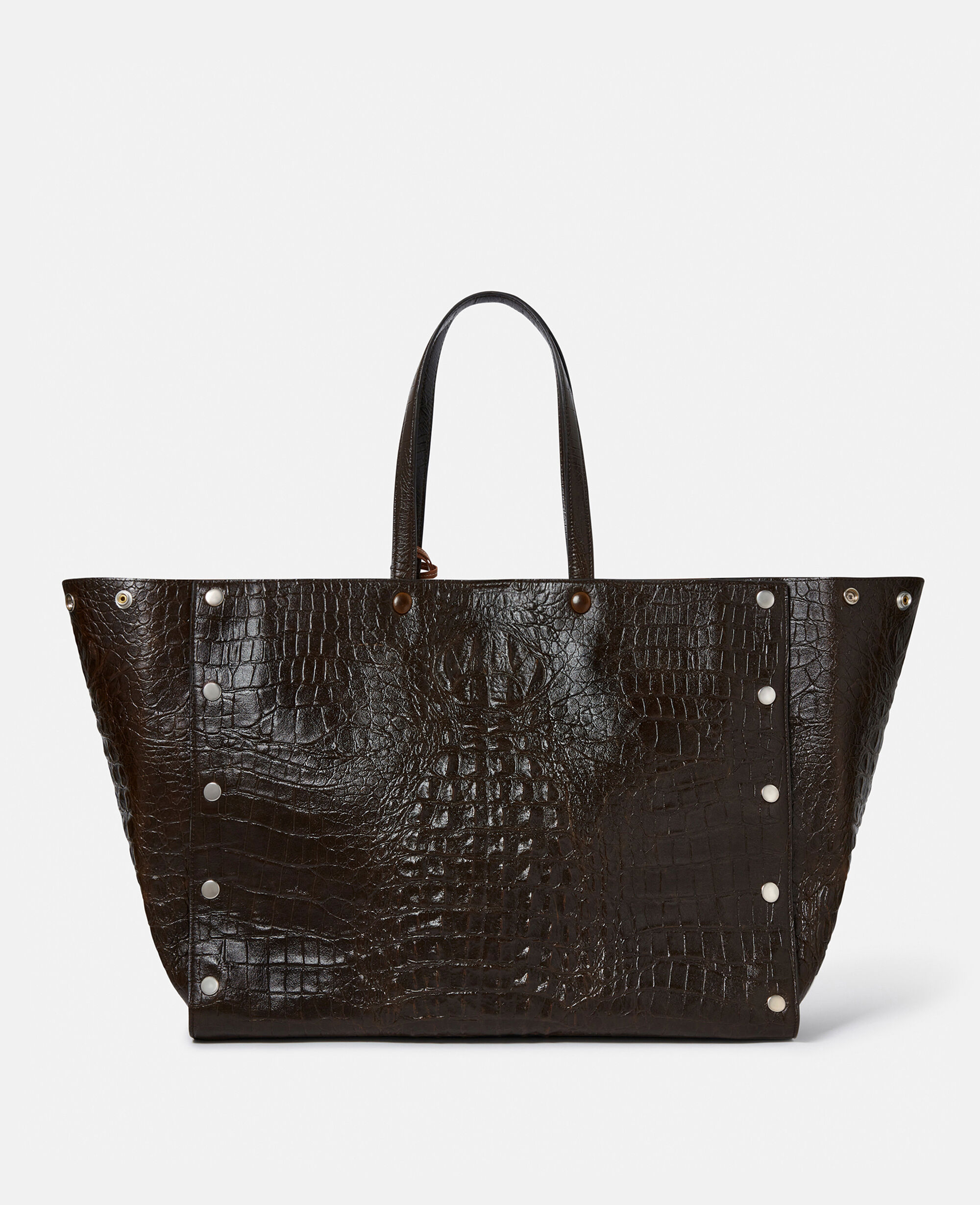 Women Coffee brown Stella Studs Large Croc Embossed Tote Bag Stella McCartney US