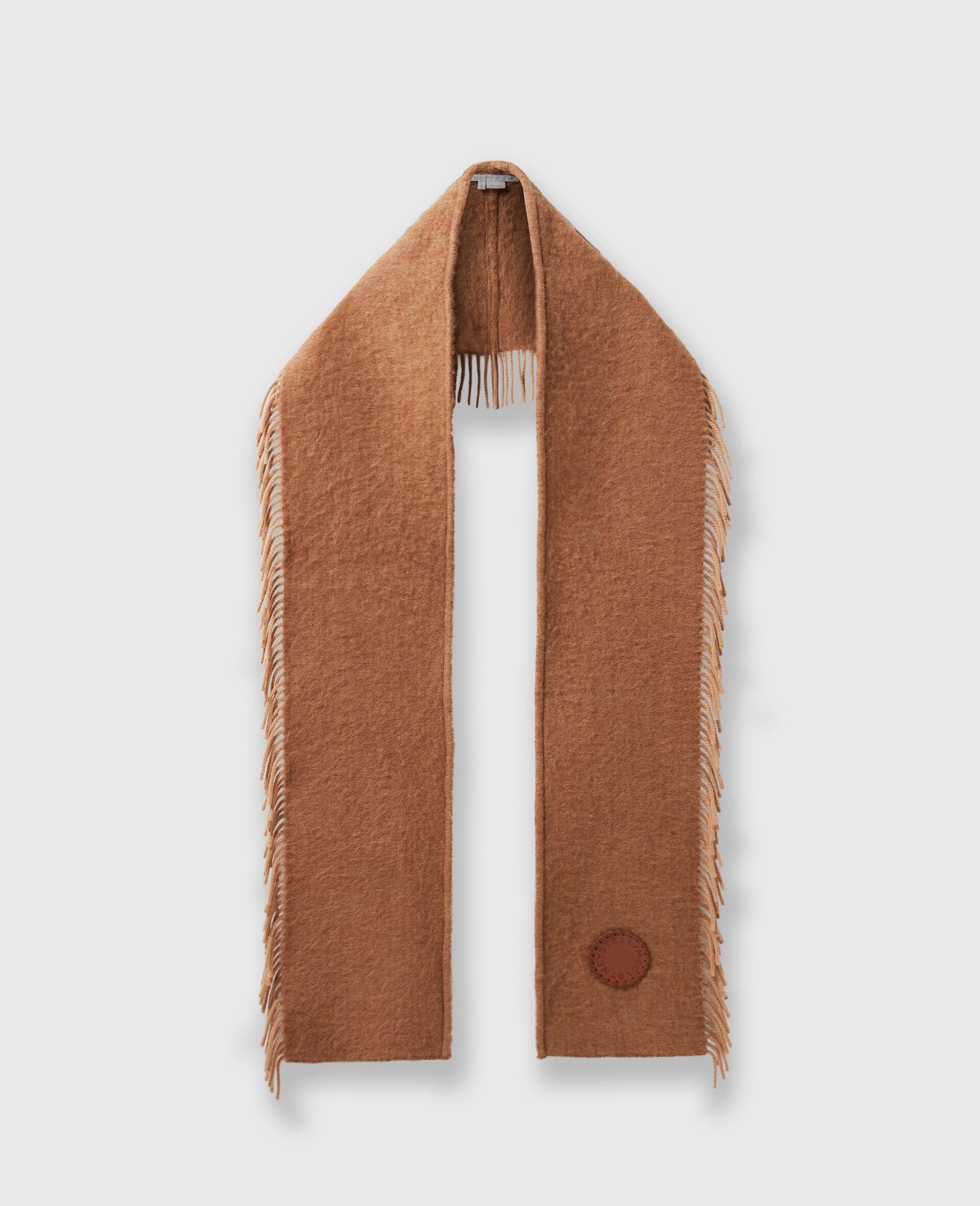 Schal mit Logo und Fransen-Brown-large image number 0