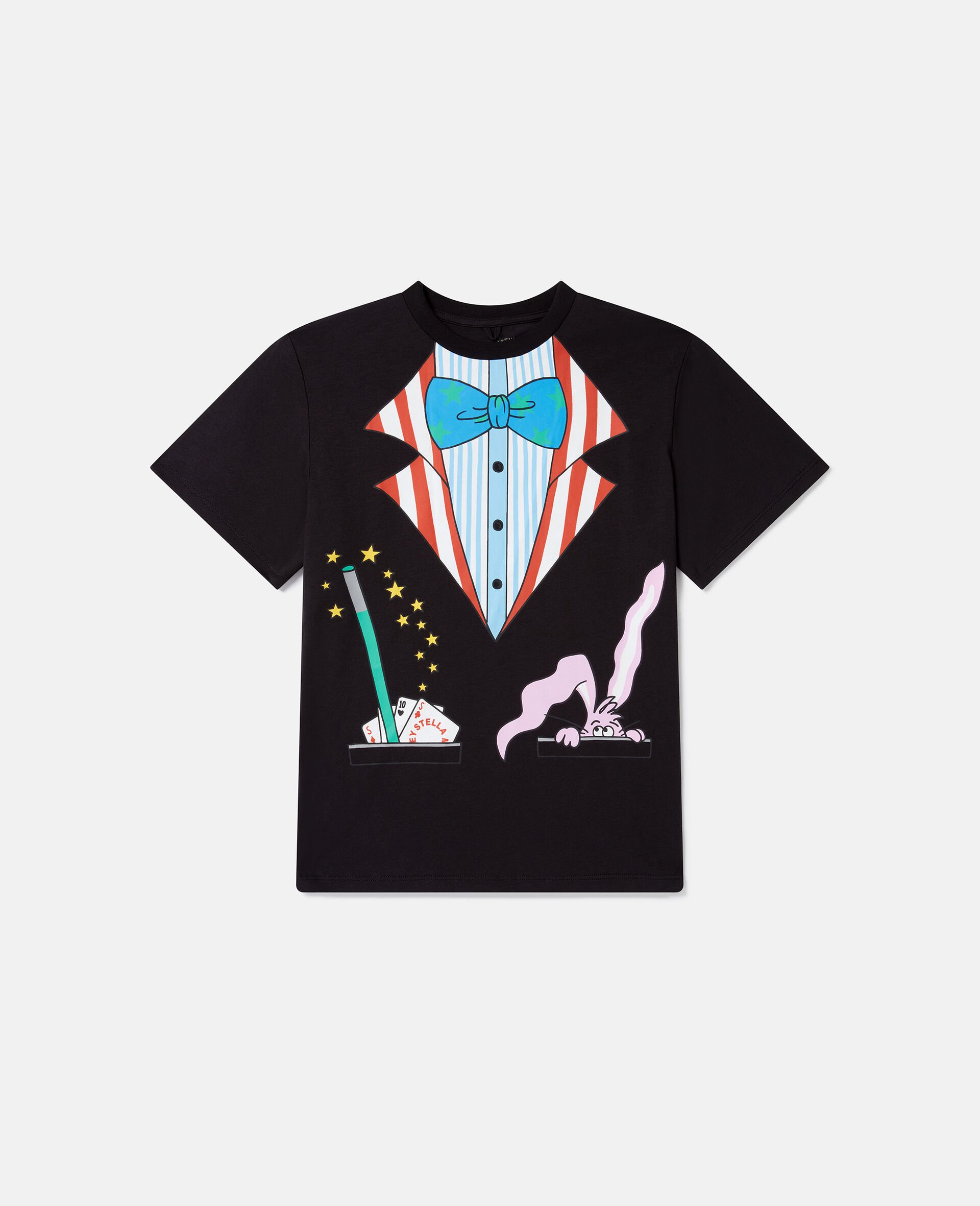 Magicians Bunny Graphic Crewneck T-Shirt-Black-large image number 0