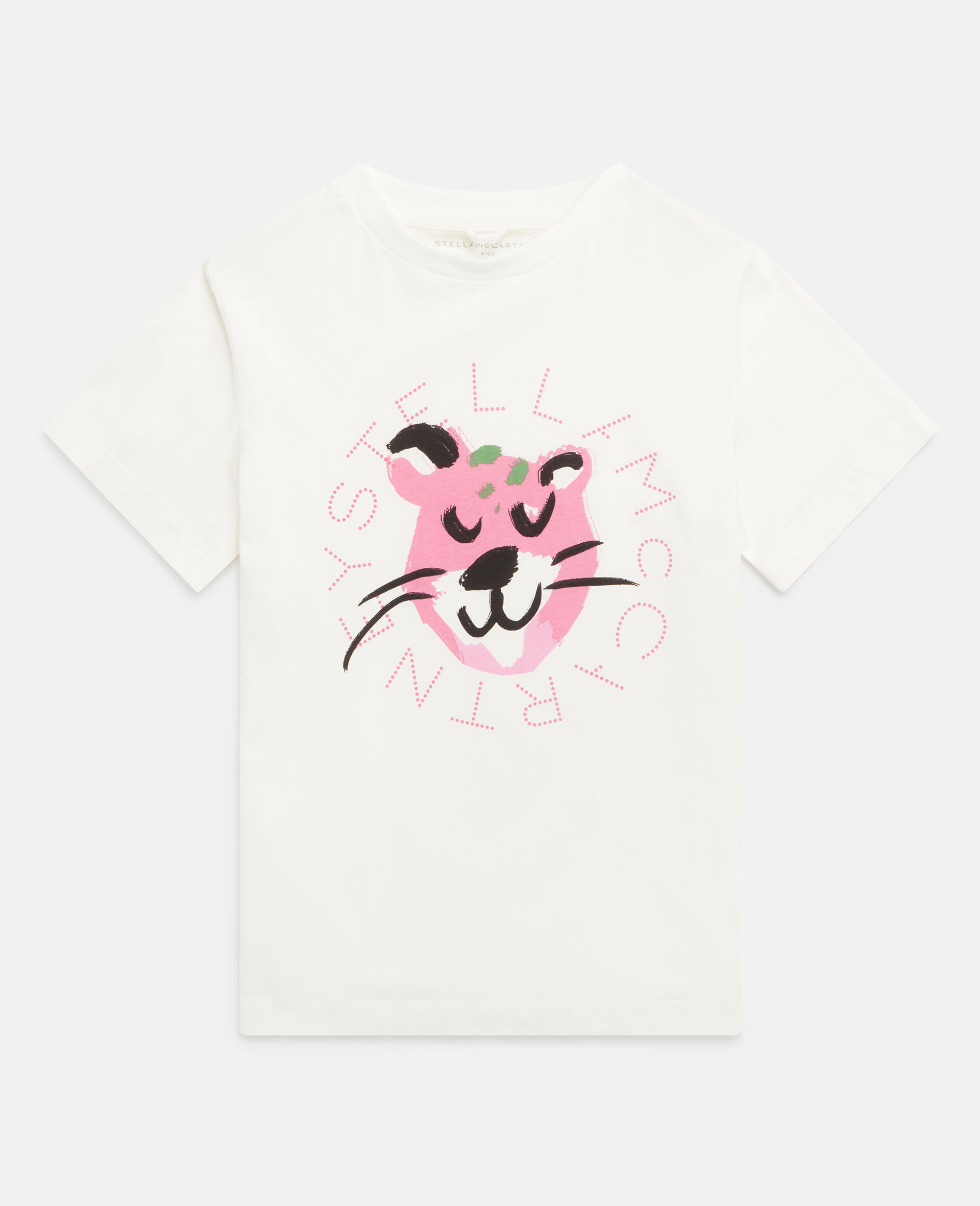Stella Logo Cheetah Face T-Shirt-White-large image number 0