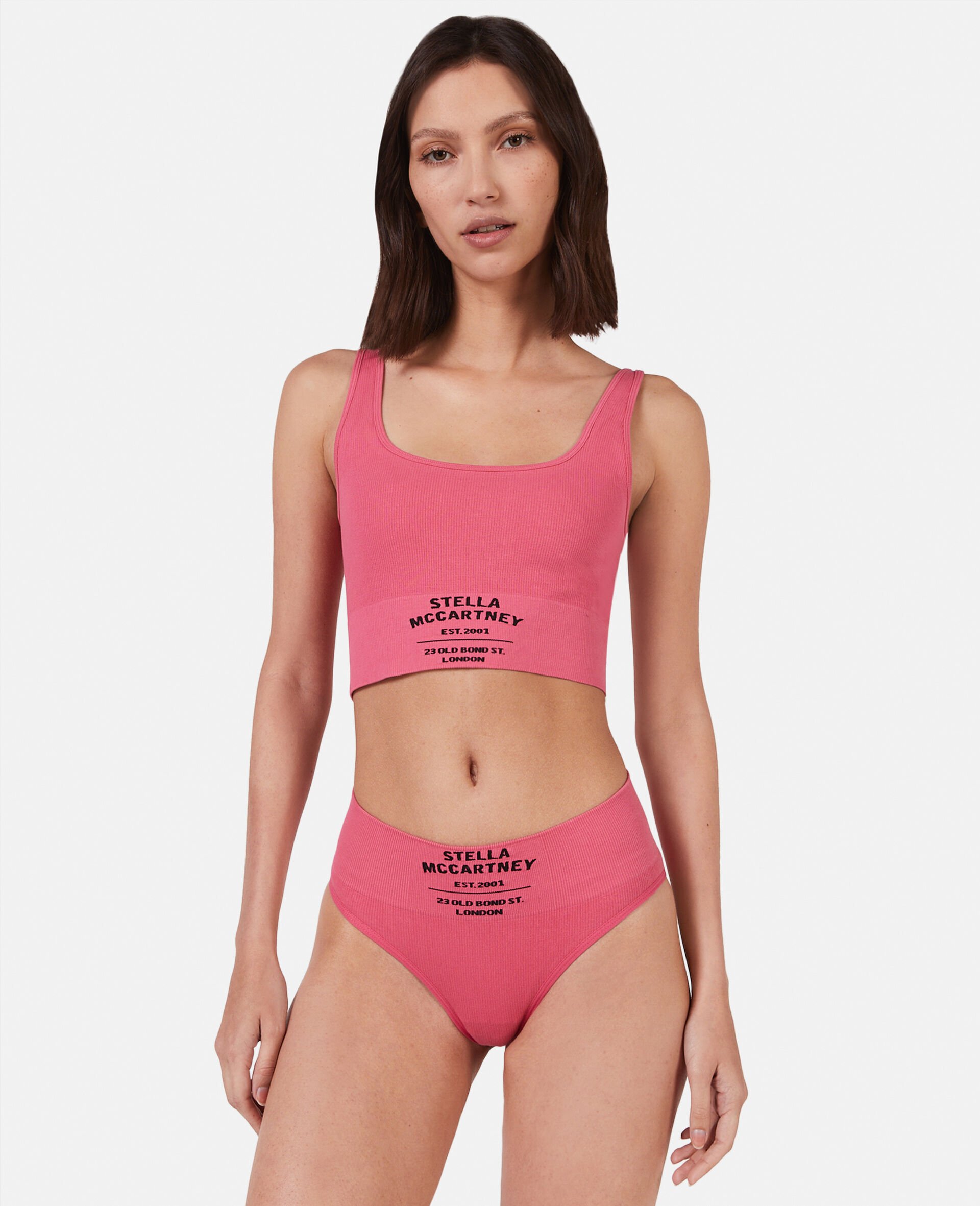 Logo Rib Knit High Waist Briefs-Pink-large Logo Rib Knit High Waist Briefs-Pink-large image number 1