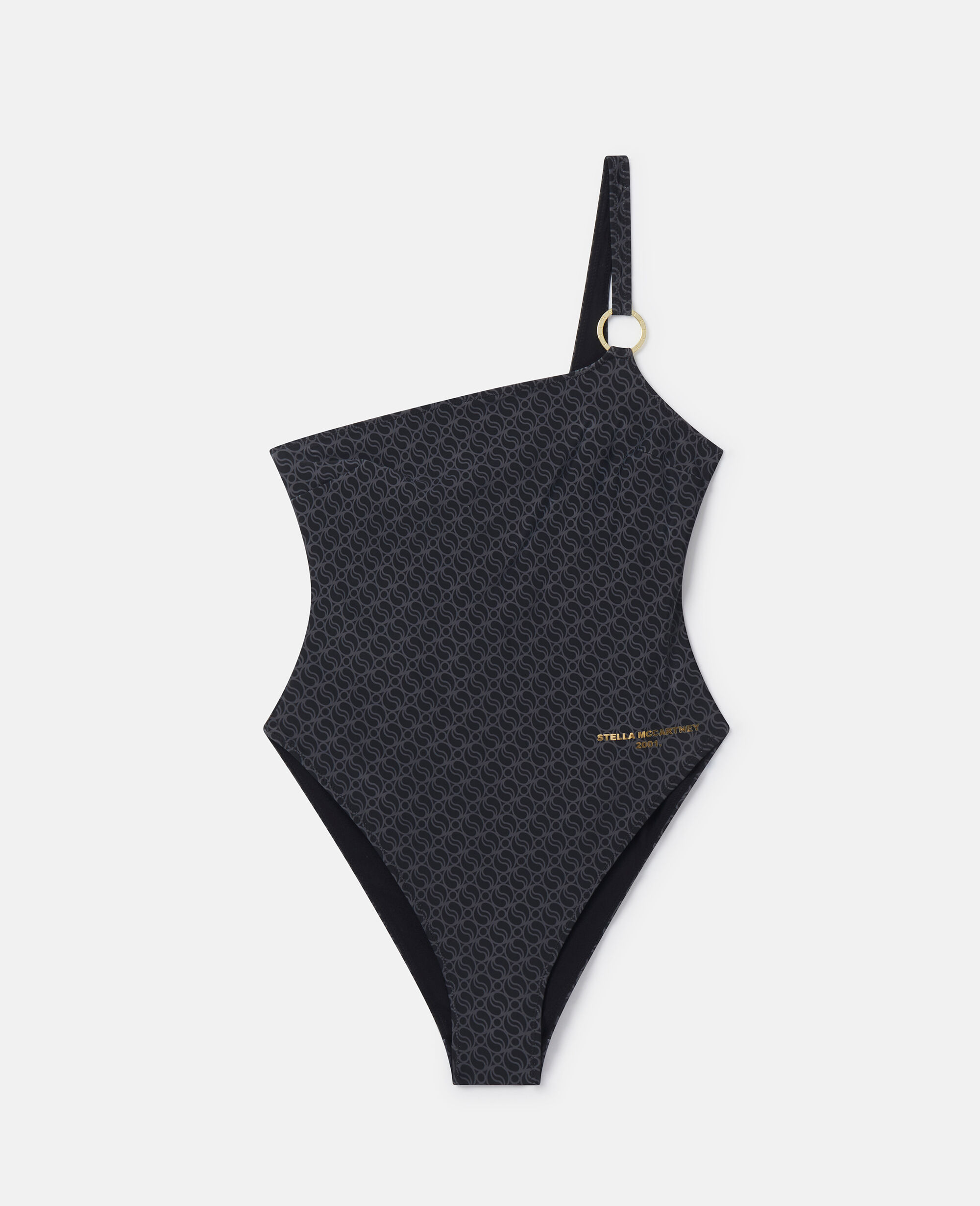 Women Black Grey S Wave Print Swimsuit Stella McCartney US