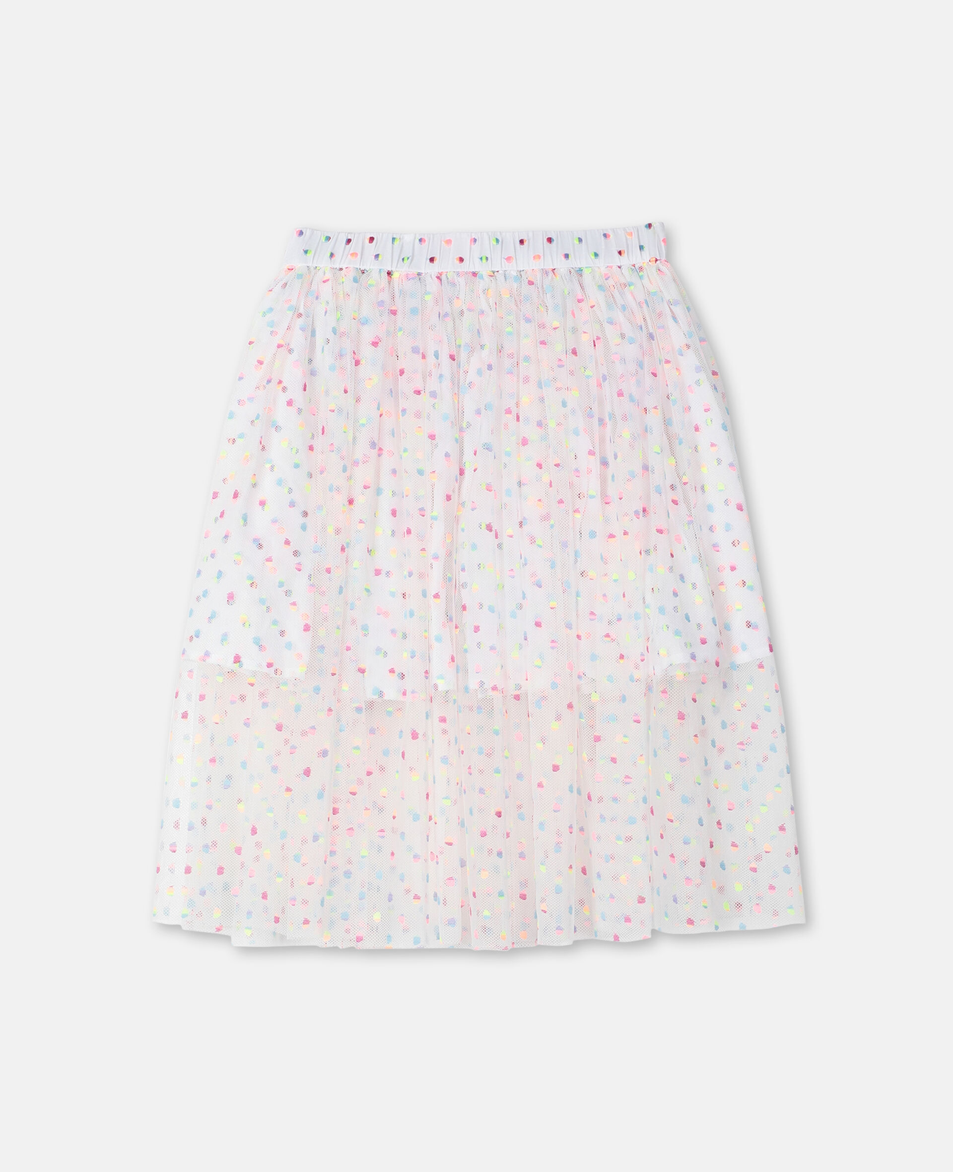 Embroidered Dots Tulle Skirt -Multicolour-large