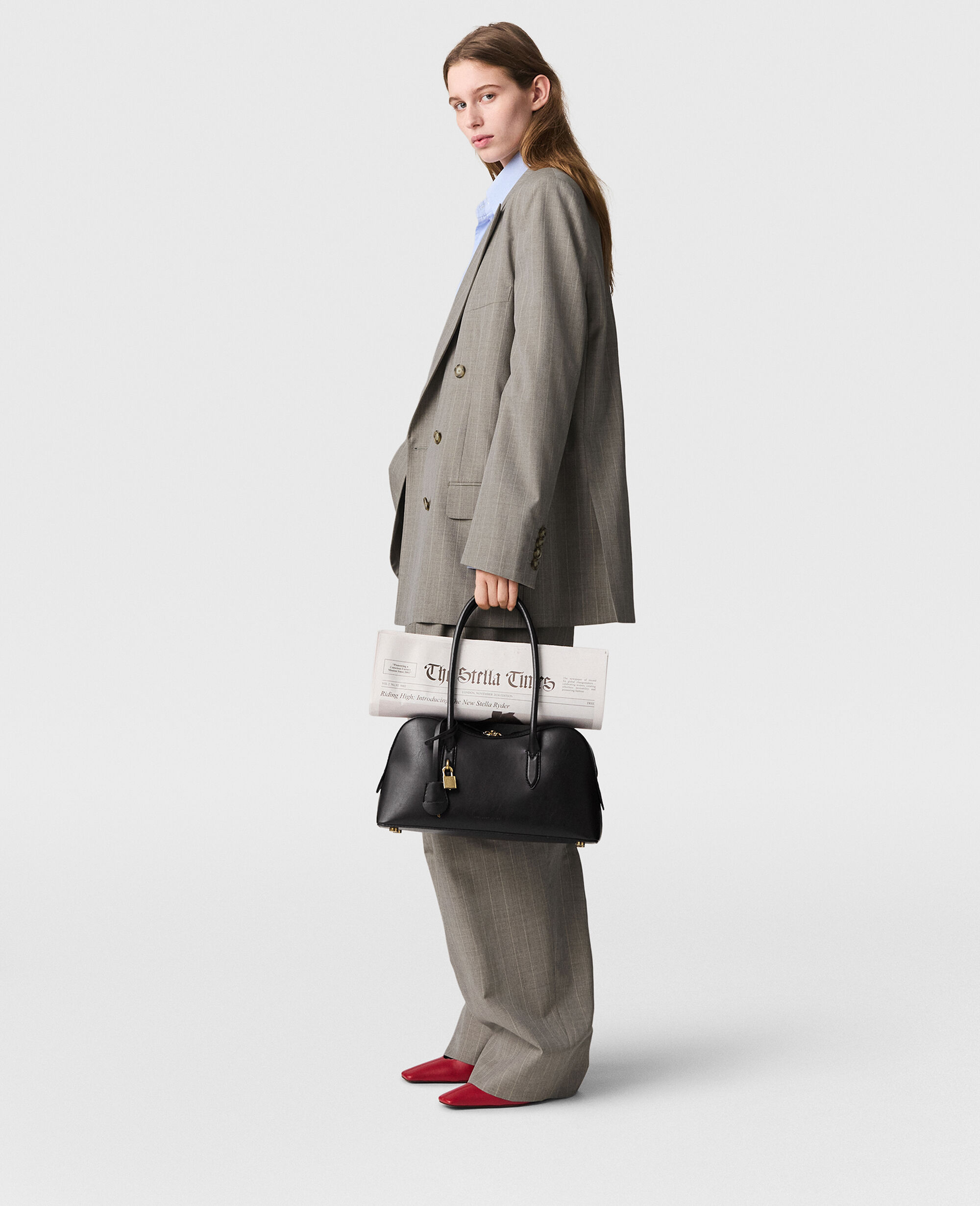 Women Gray Oversized Double-Breasted Blazer | Stella