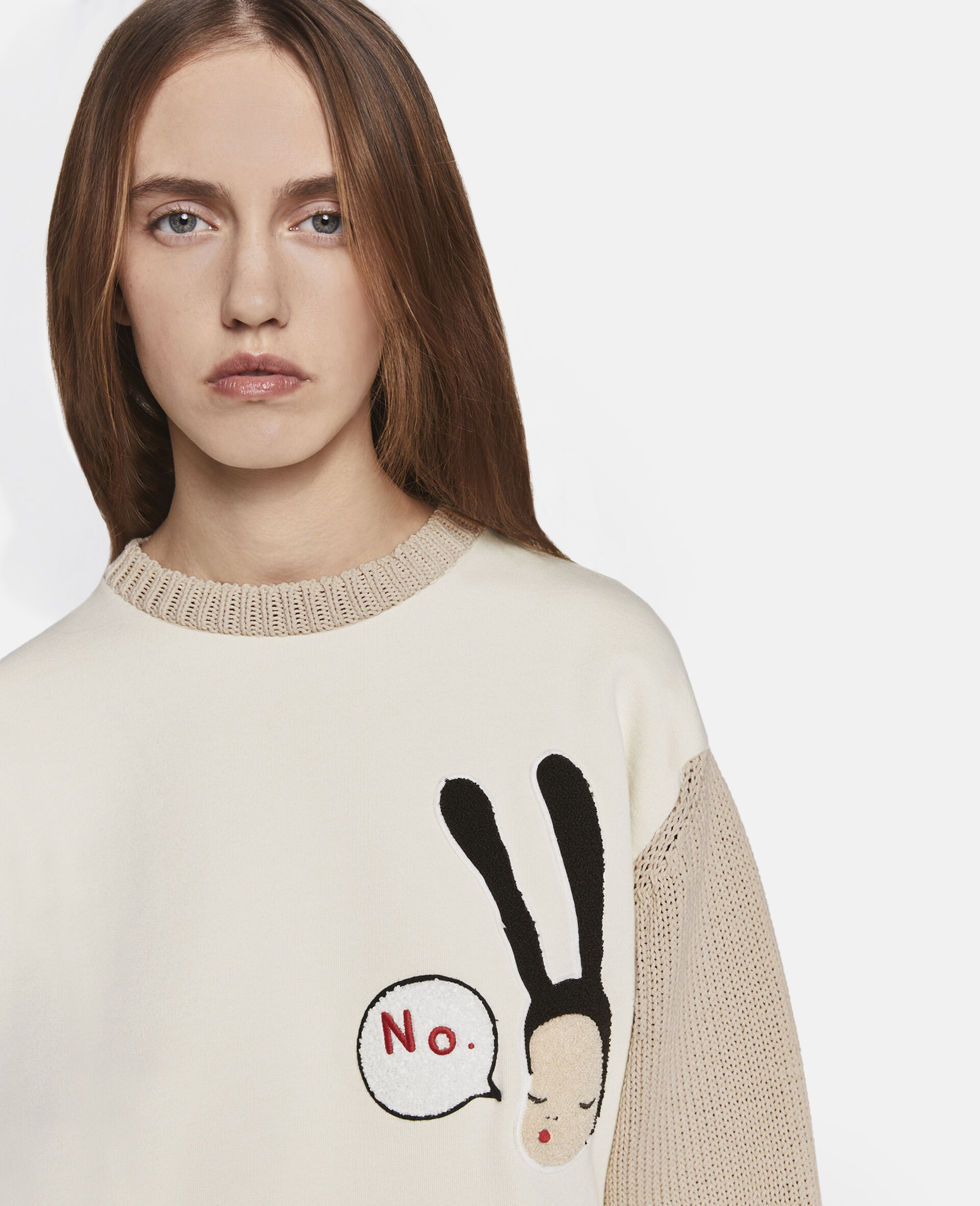 Little Black Bunny Embroidered Cotton Jumper-Beige-large image number 4