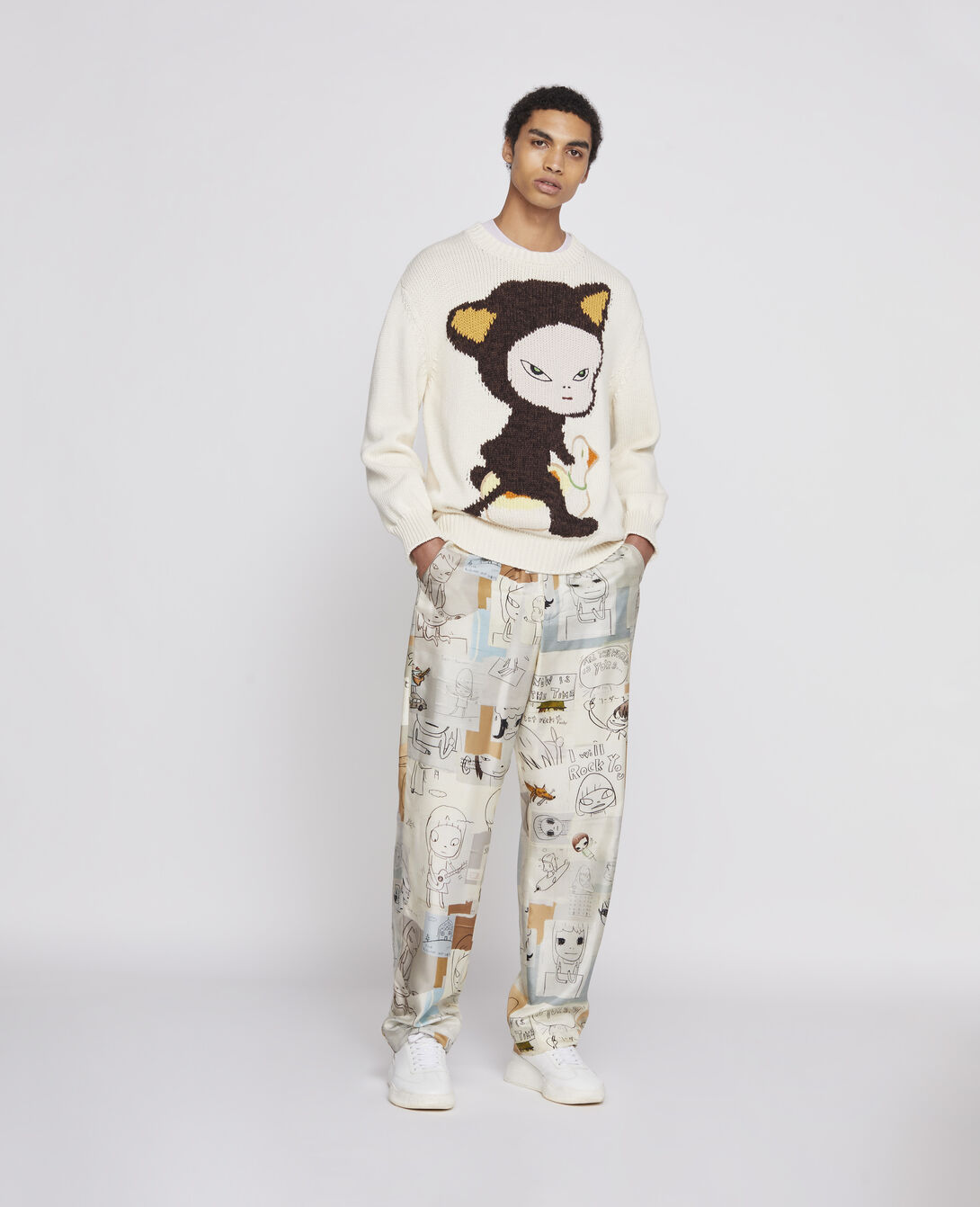 Unisex Multicolor Nara Cat Intarsia Sweater | Stella McCartney US