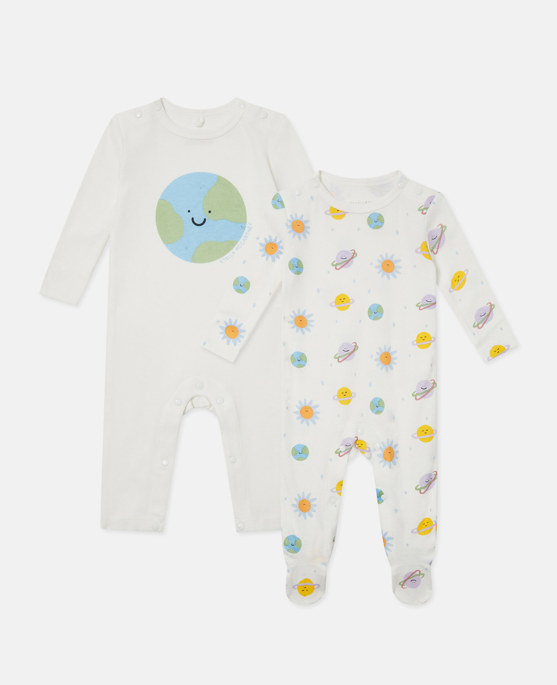 Planets Printed Romper Set-White-large image number 0