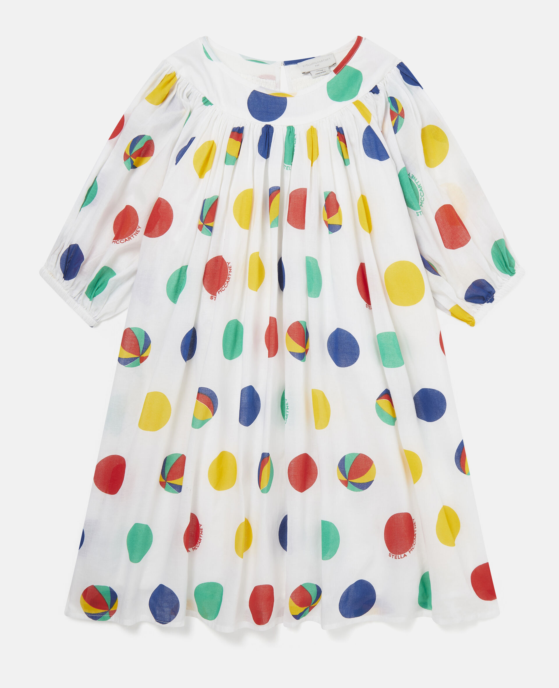 Beach Balls Print Cotton Dress-White-large image number 0