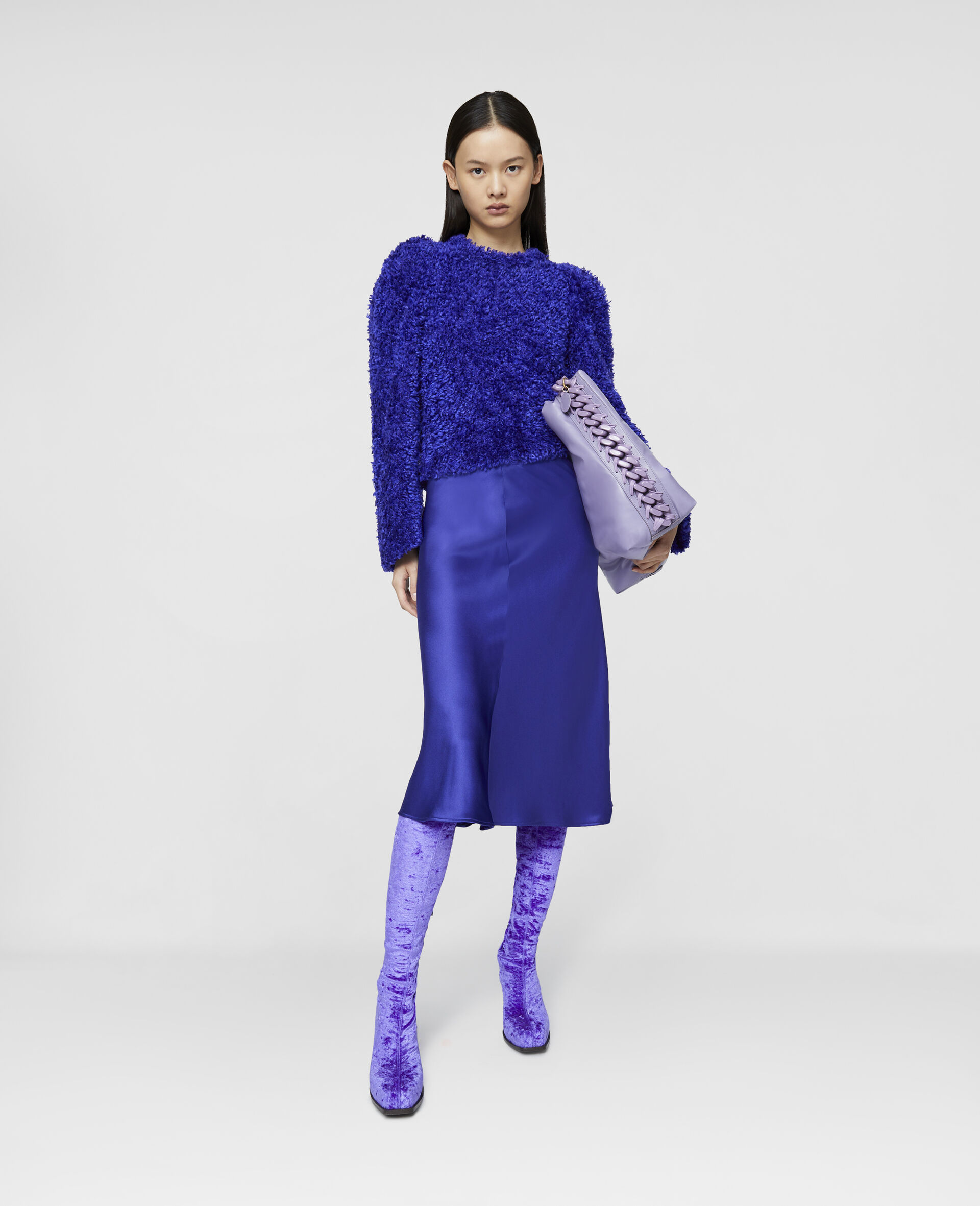 Double Satin Midi Slip Skirt-Purple-large image number 1