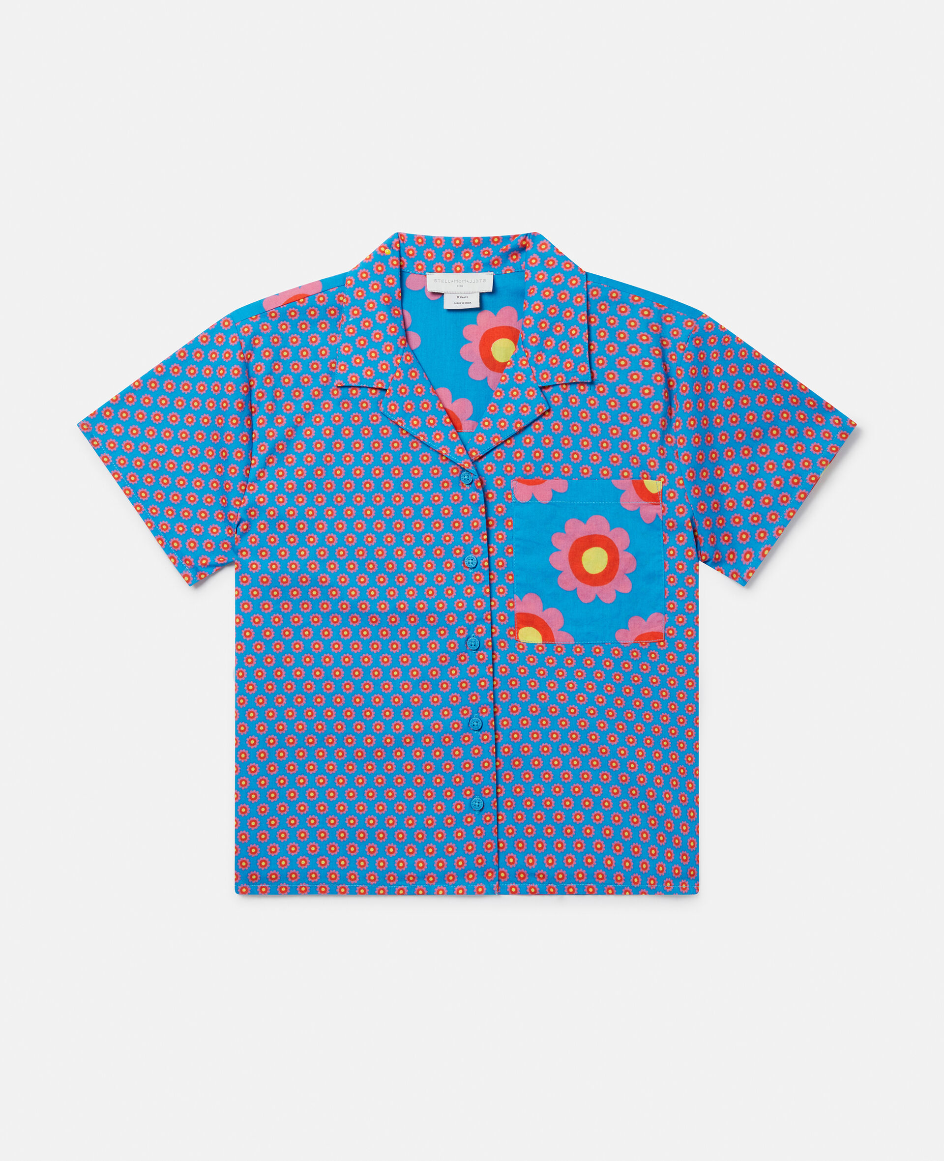 Graphic Flower Print Shirt-Blue-large image number 0