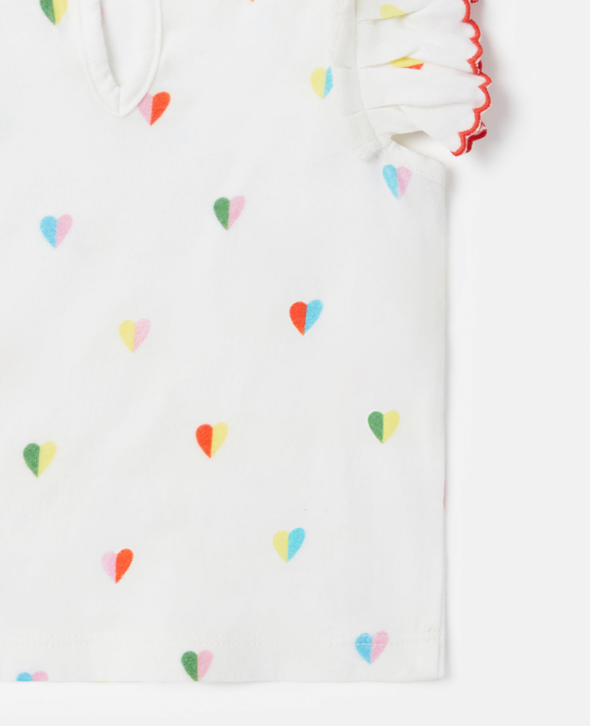 ハートプリント スカラップトリム Tシャツ-ホワイト-large image number 3