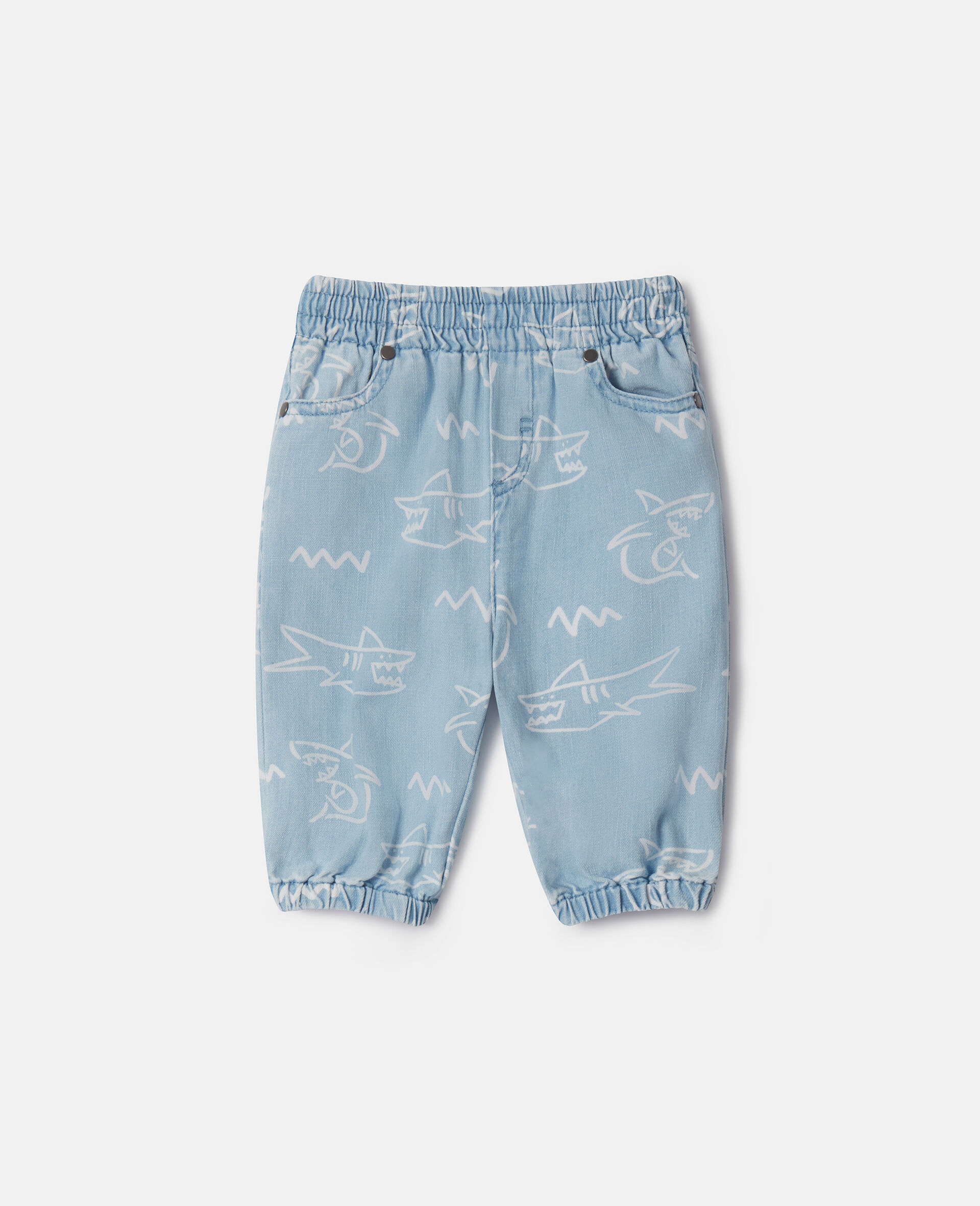 Shark Print Baby Jeans-Blue-medium
