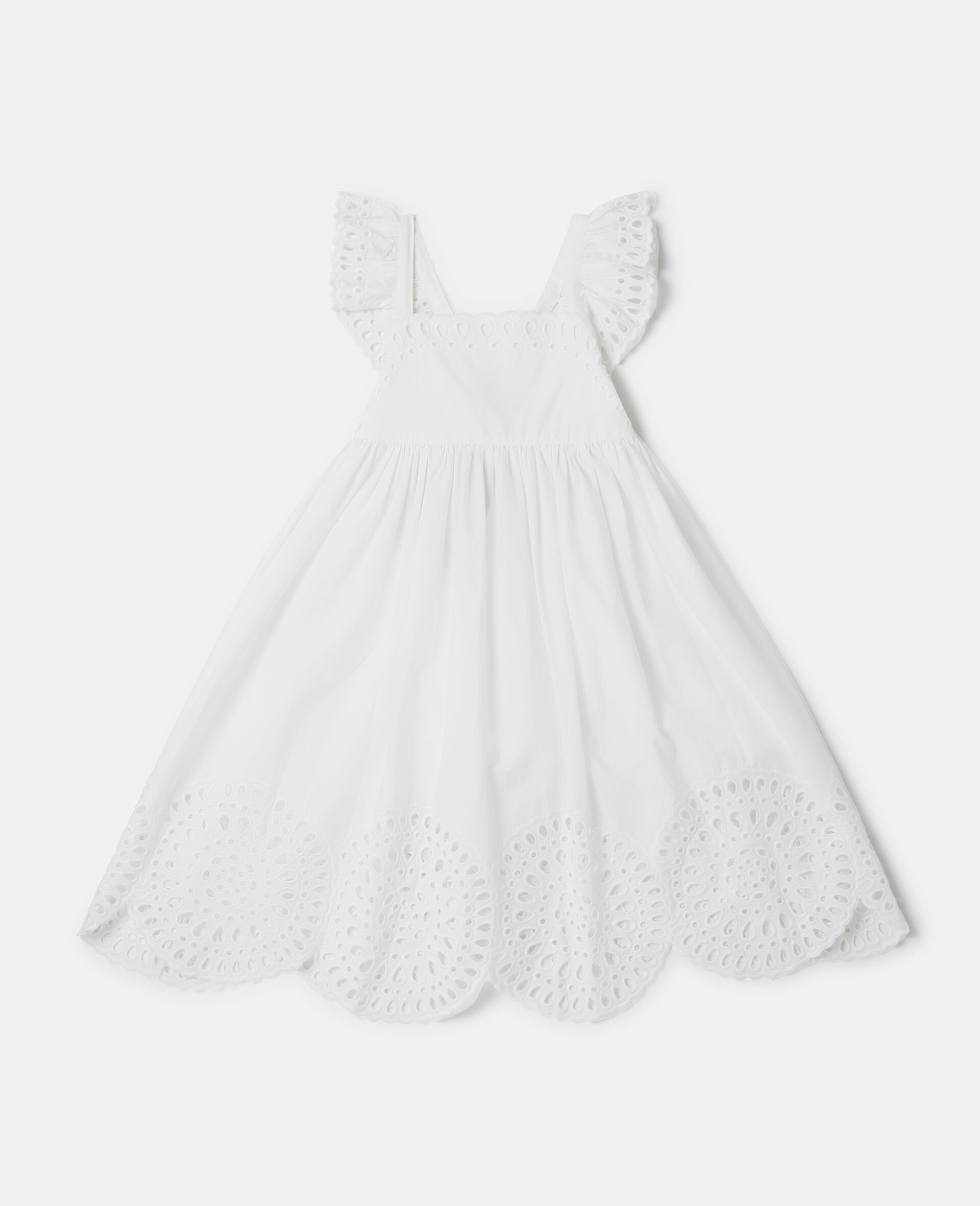브로드리 앙글레즈 슬리브리스 드레스-Cream-model