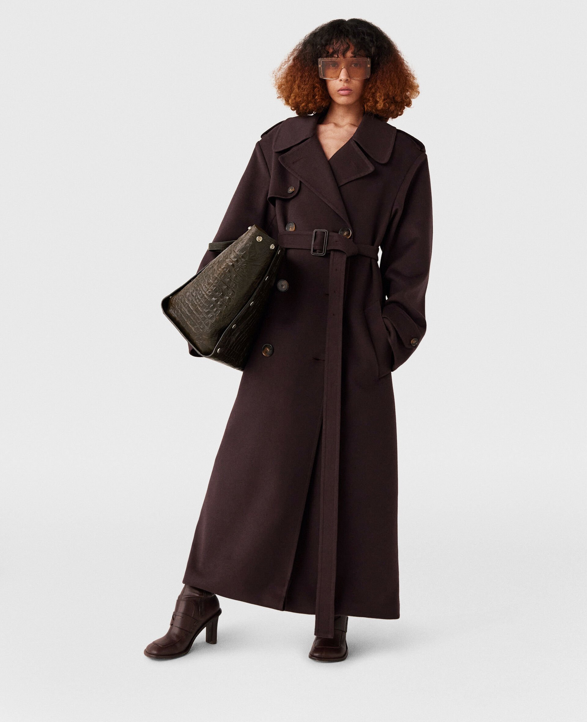 Double-Faced Belted Trench Coat-Brown-large image number 1