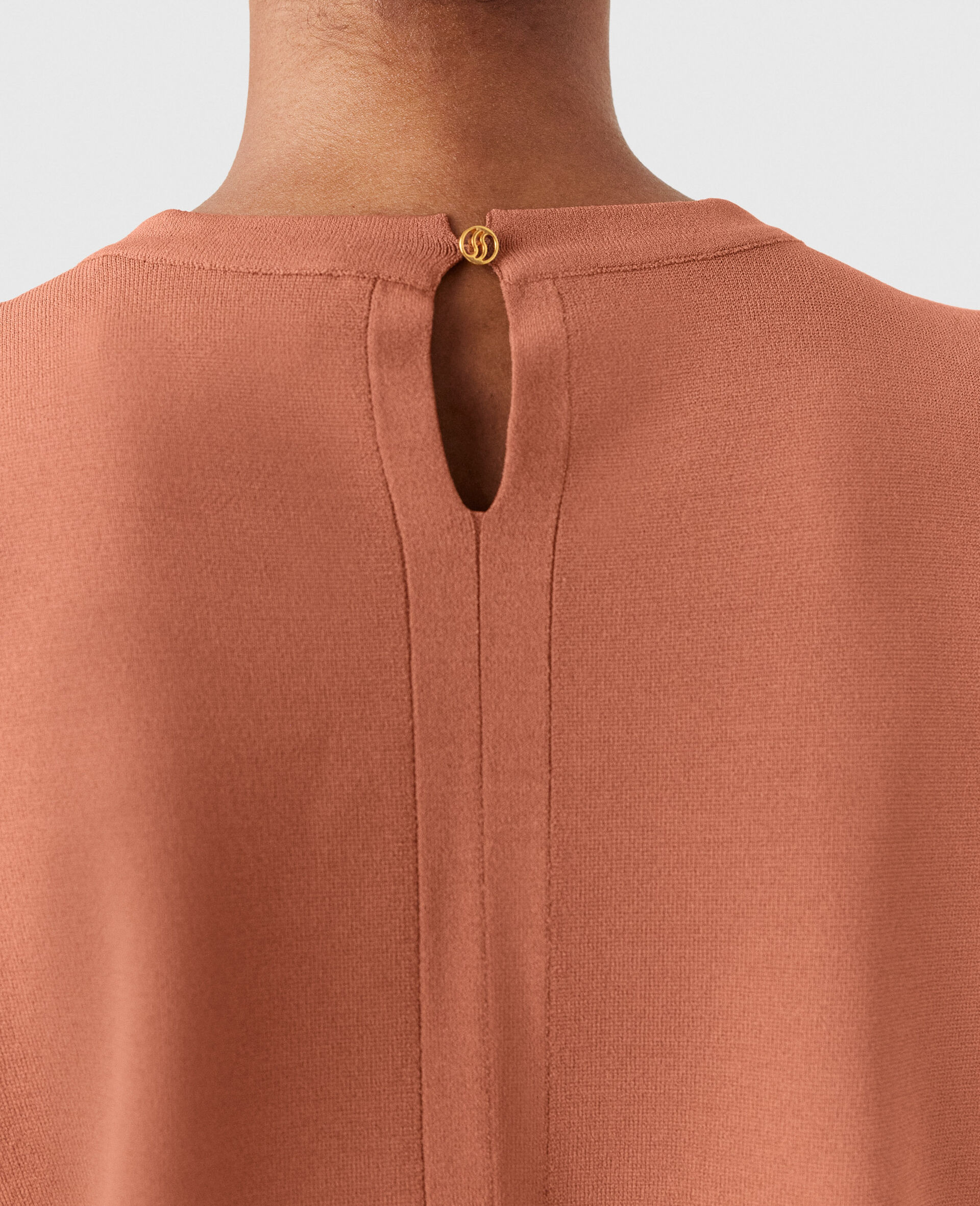 Compact Knit Short-Sleeve T-Shirt-Cream-large image number 3