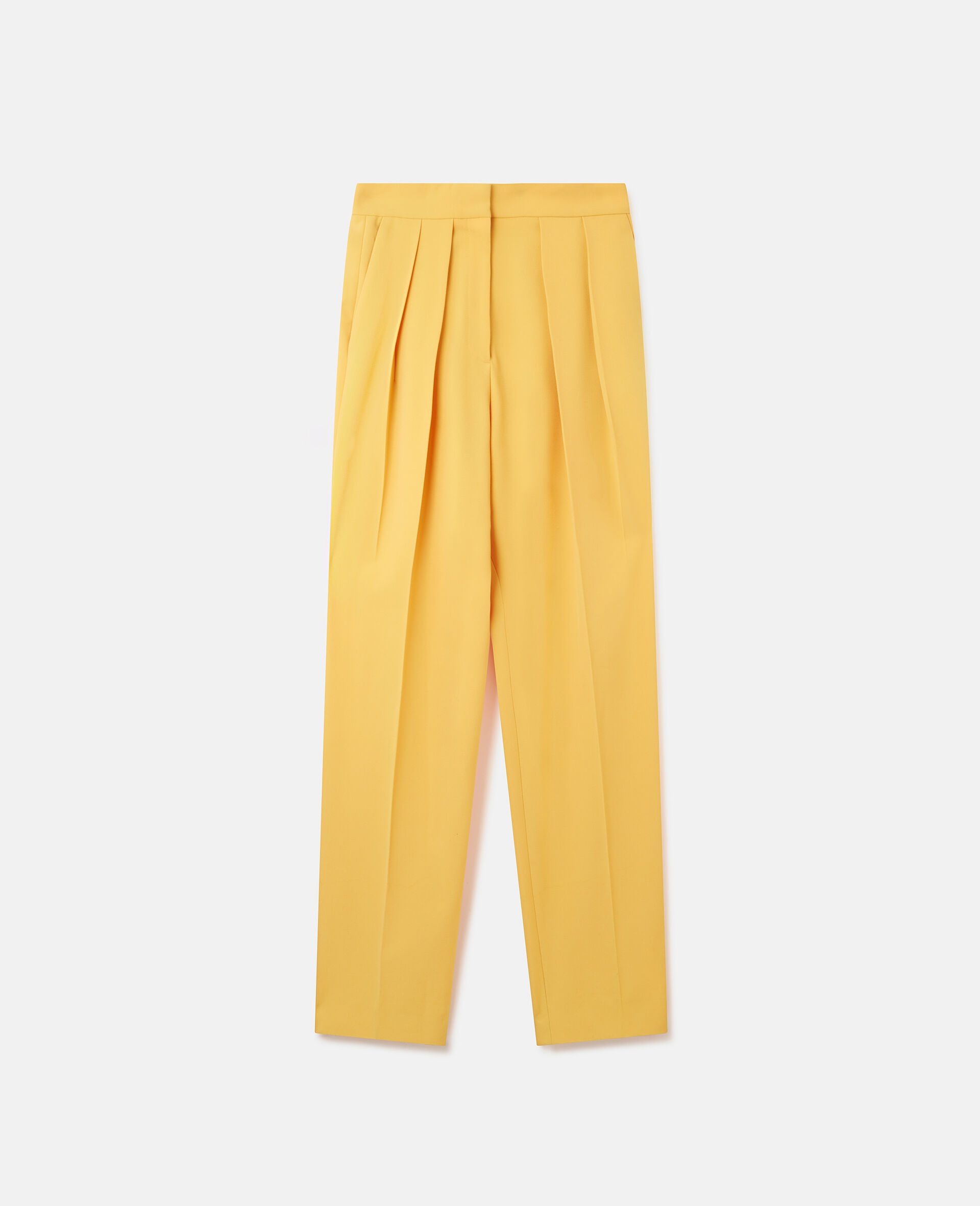 褶裥正面直筒长裤-黄色-large