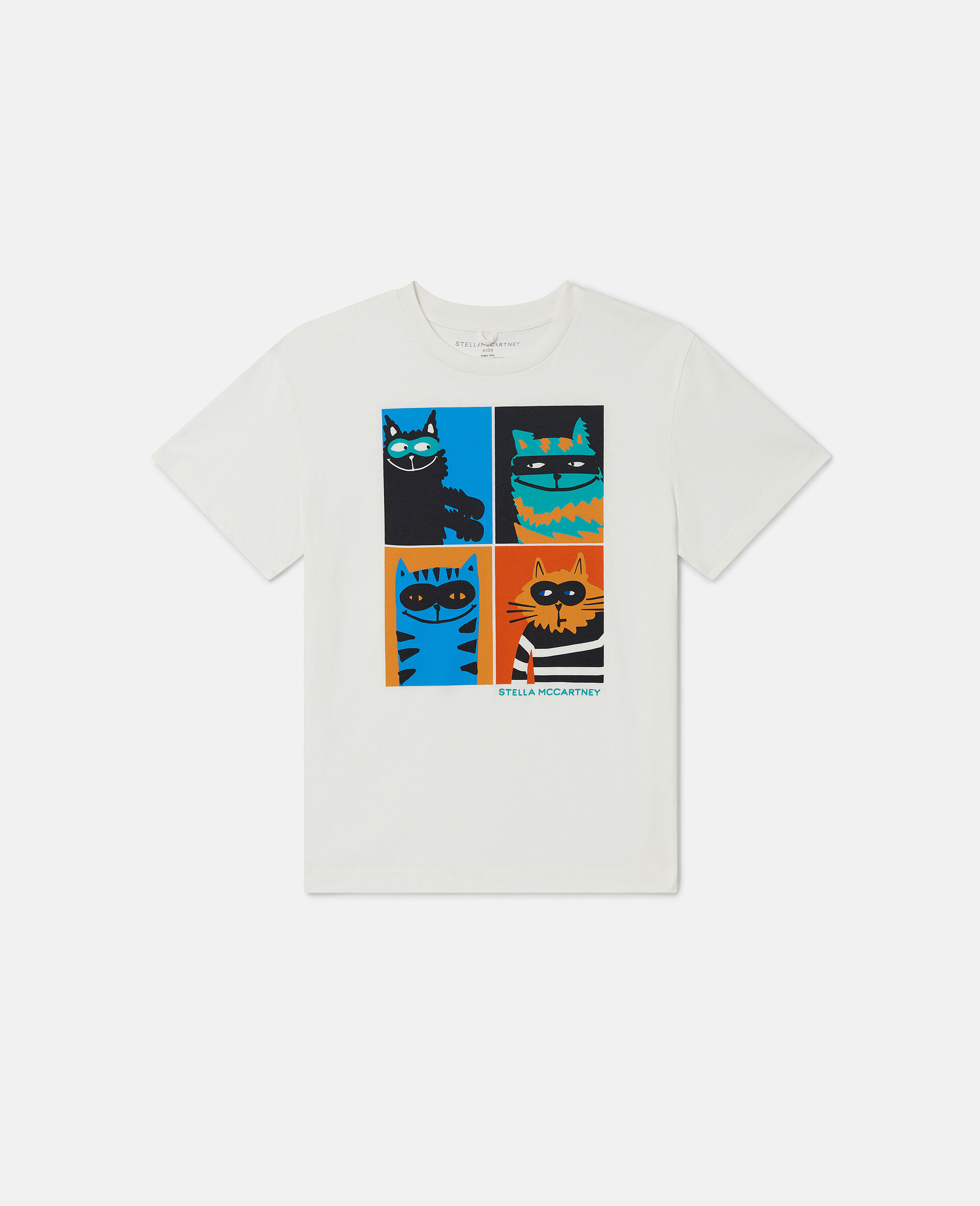 T shirt graphique avec chats-Cream-large image number 0
