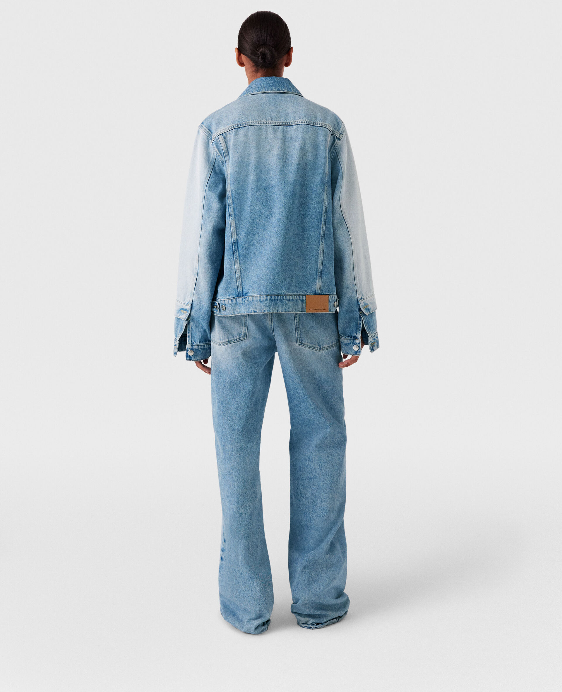 Contrast Panel Straight-Leg Jeans-Blue-large image number 4