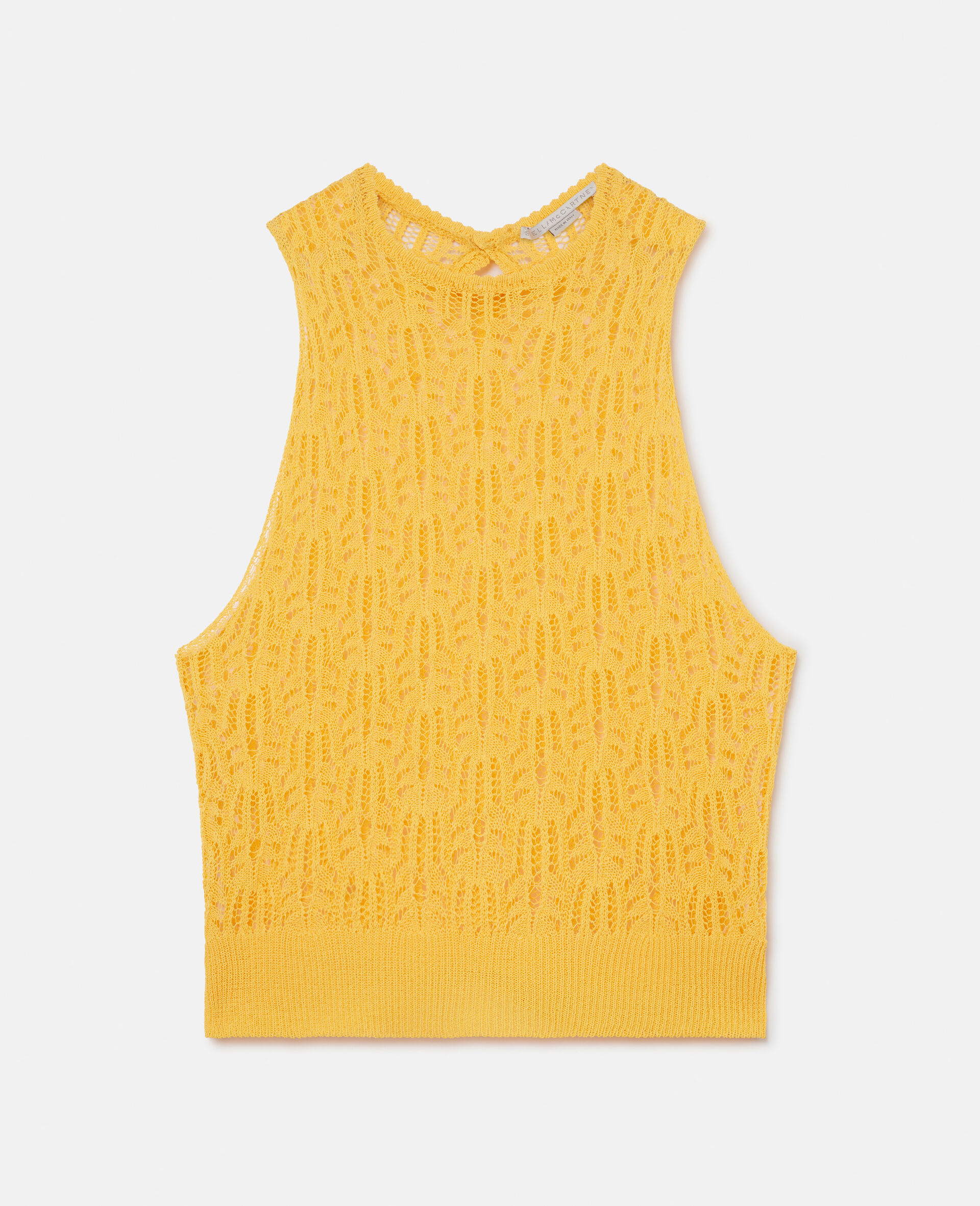 Pointelle Knit Tank Top-Yellow-large image number 0