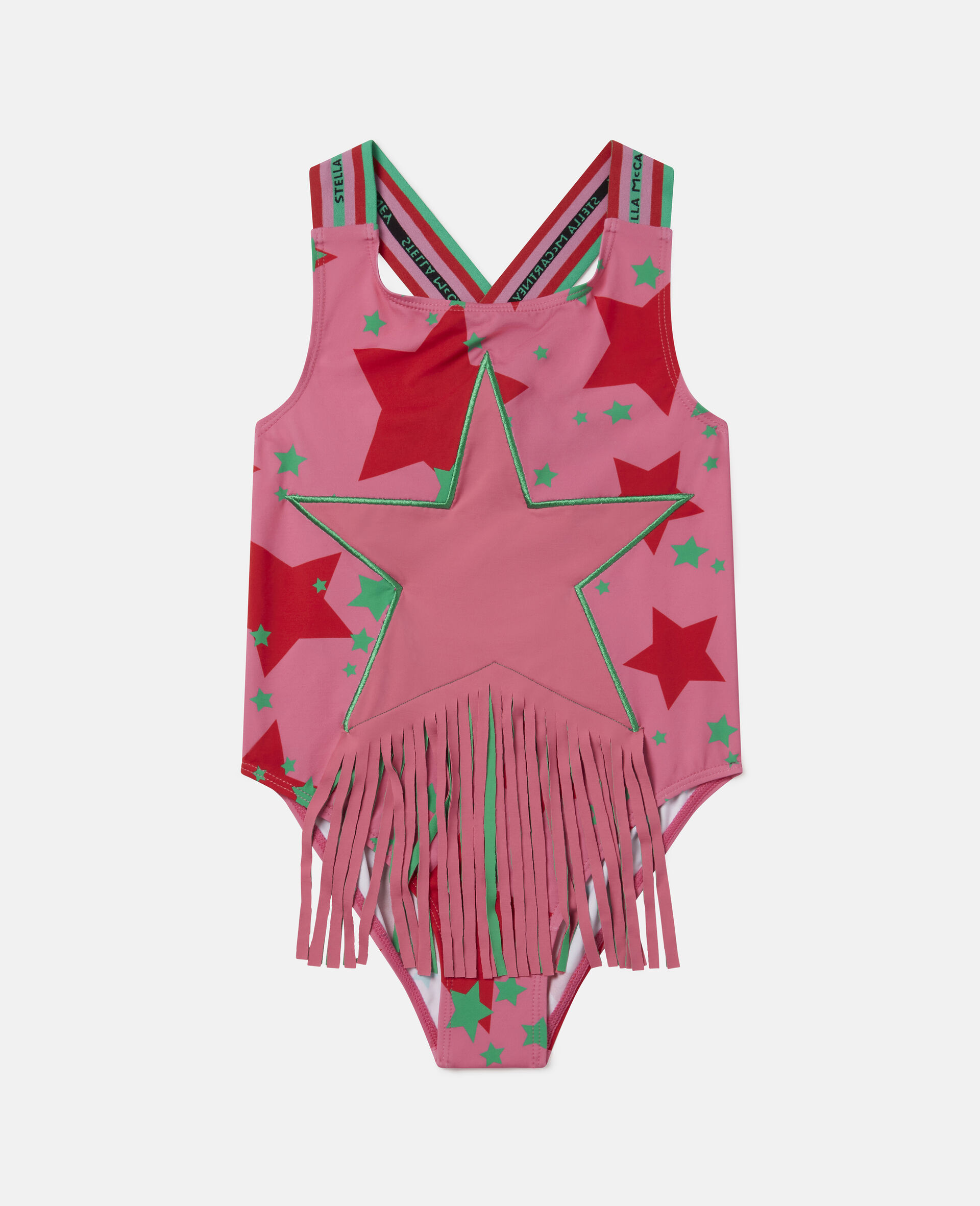 Star Print Fringe Swimsuit-Pink-large image number 0