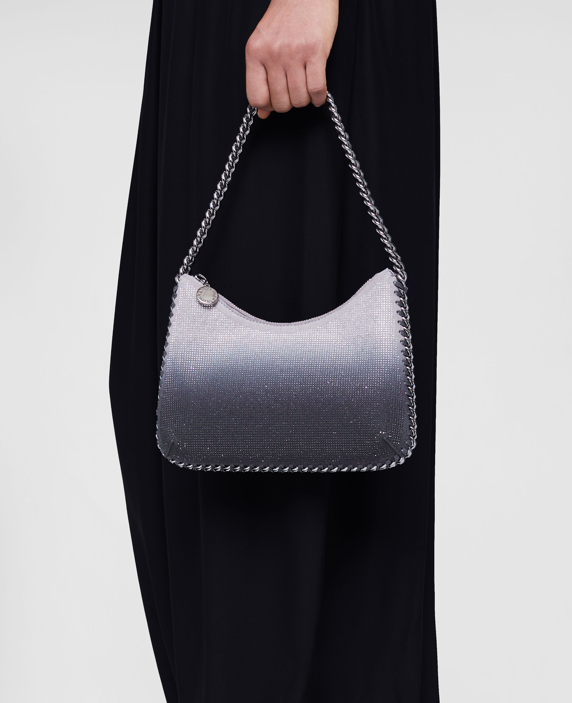 Mini sac porté épaule zippé a cristaux dégradés Falabella -Gris-large image number 0