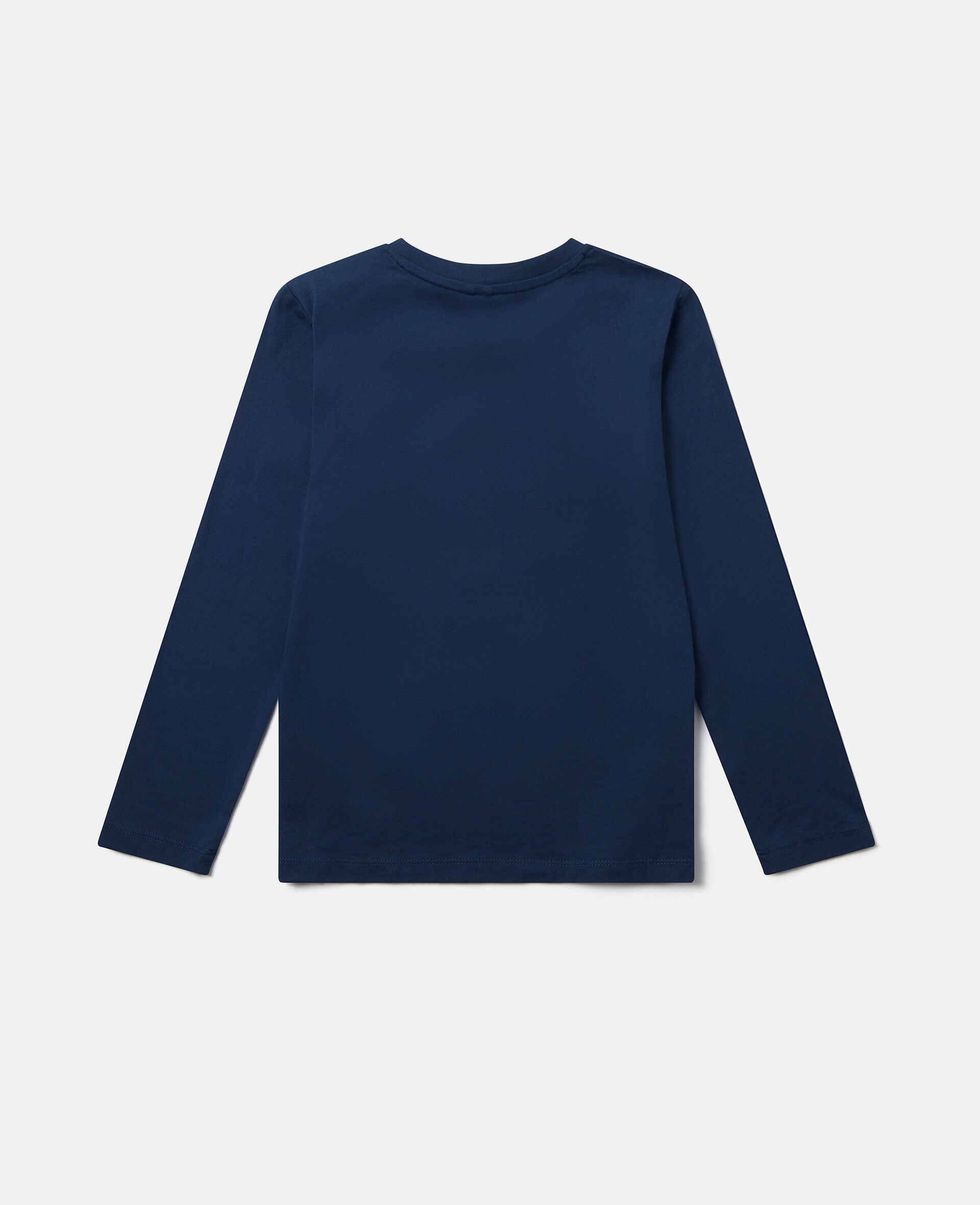 Smiling Flower Motif Long Sleeve T-Shirt-Blue-large Smiling Flower Motif Long Sleeve T-Shirt-Blue-large image number 2