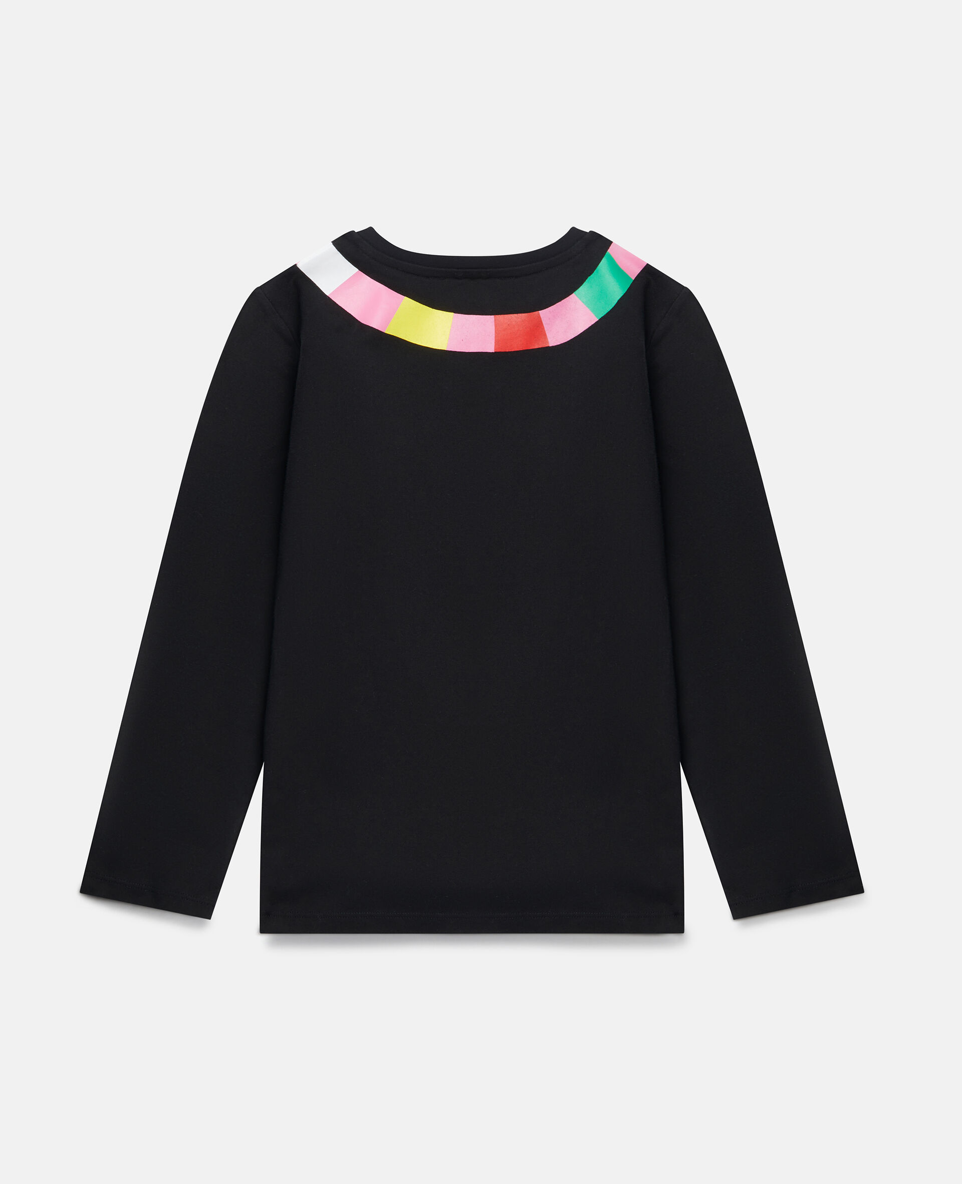 Rainbow Worm Print Cotton T‐Shirt-Black-large image number 2