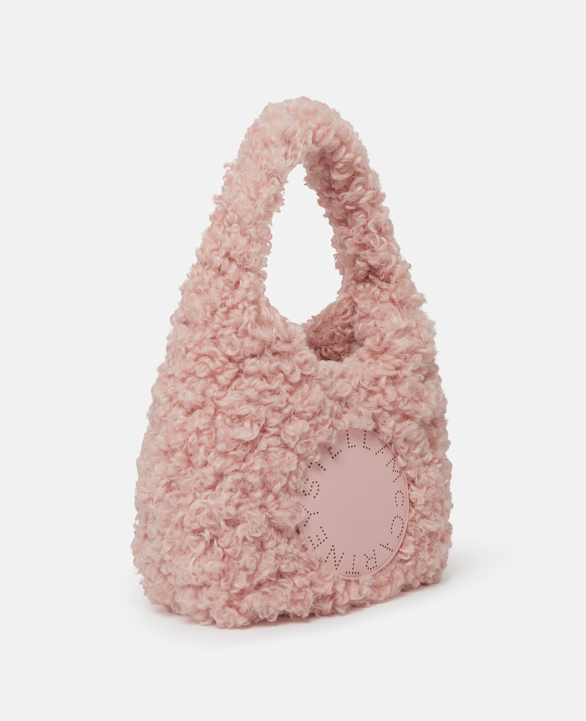 Logo Plush Teddy Hobo Small Tote Bag-Pink-large image number 1