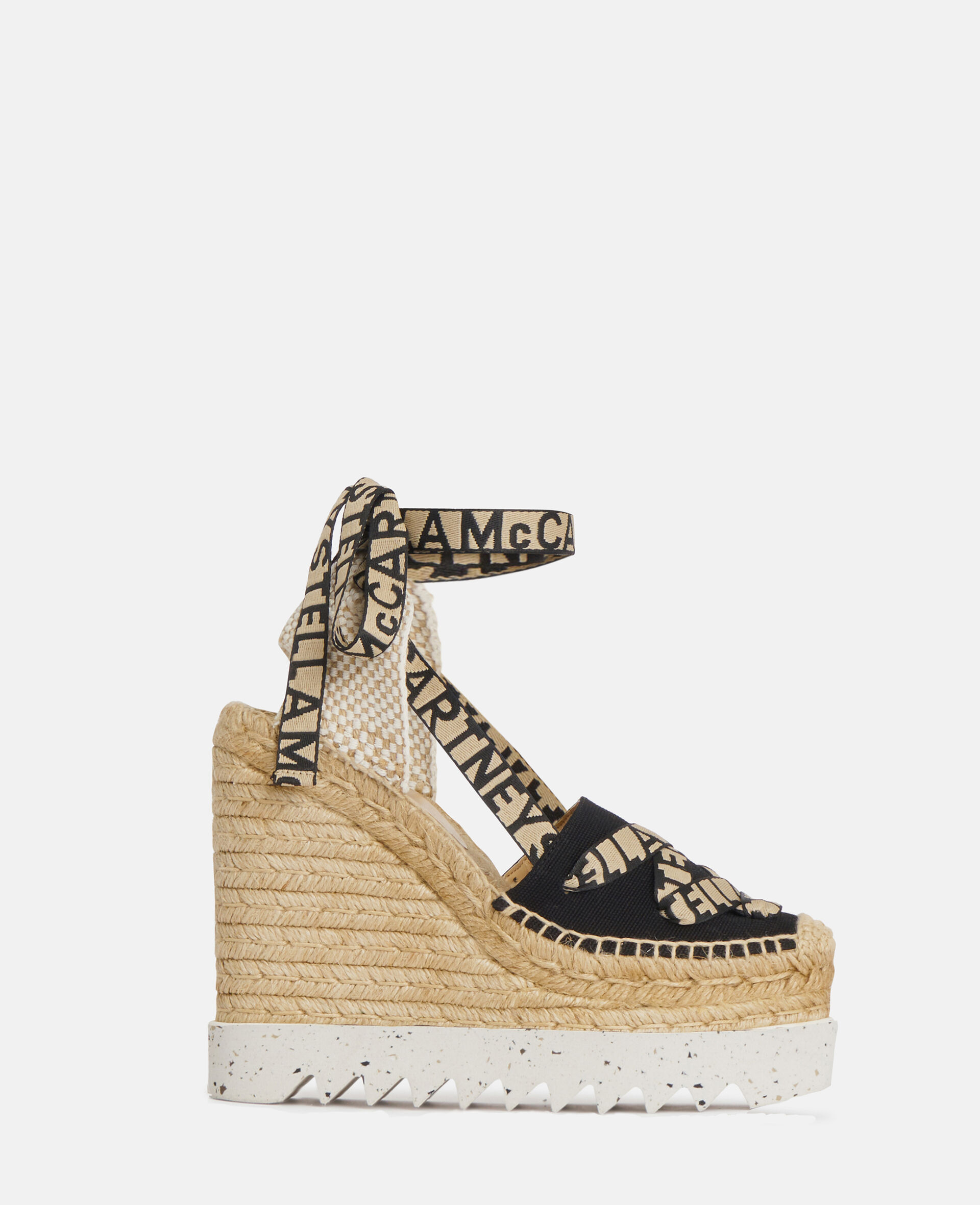 Gaia Platform Espadrille Wedges-Black-model