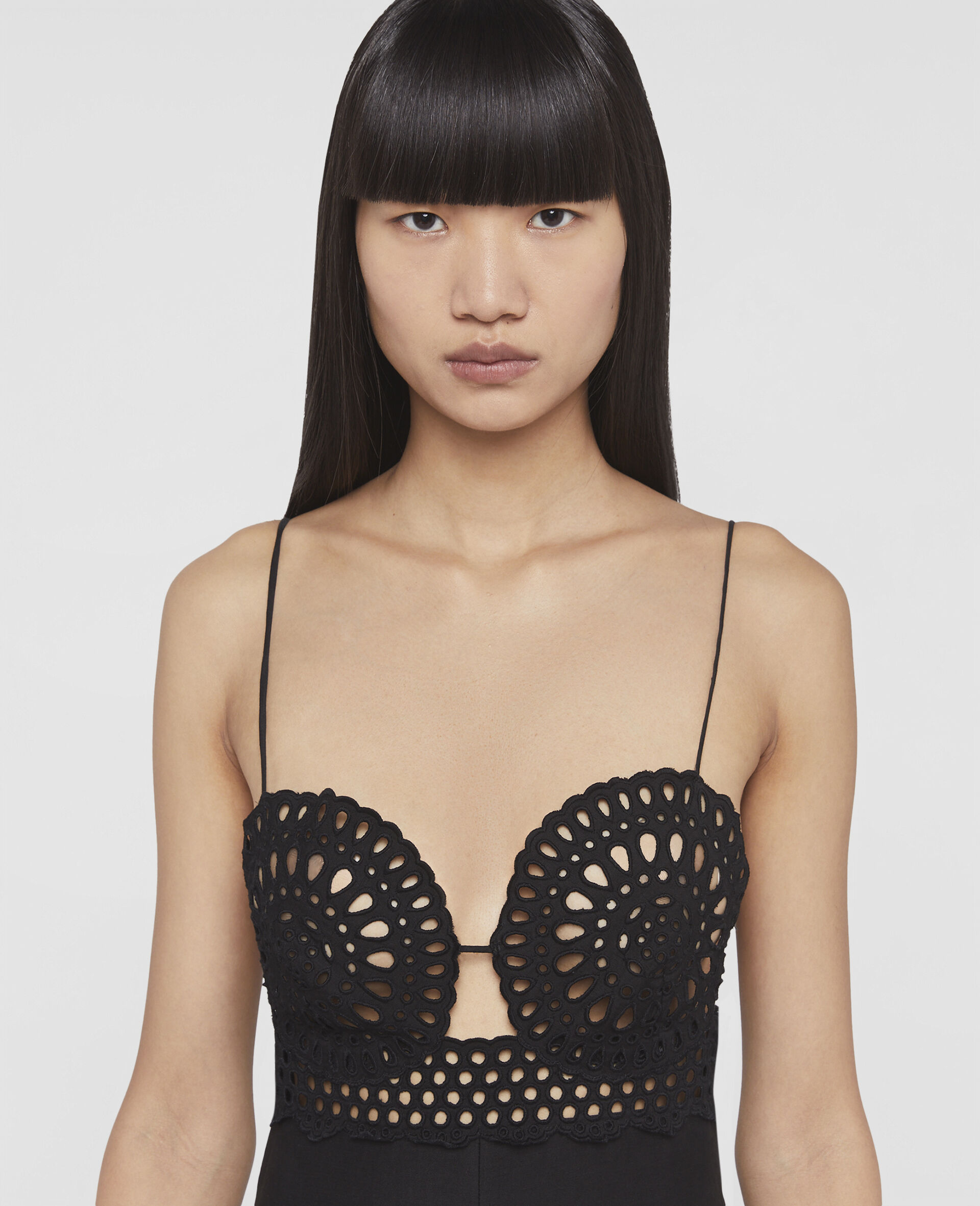 Broderie Anglaise Bustier Jumpsuit-Black-large image number 3