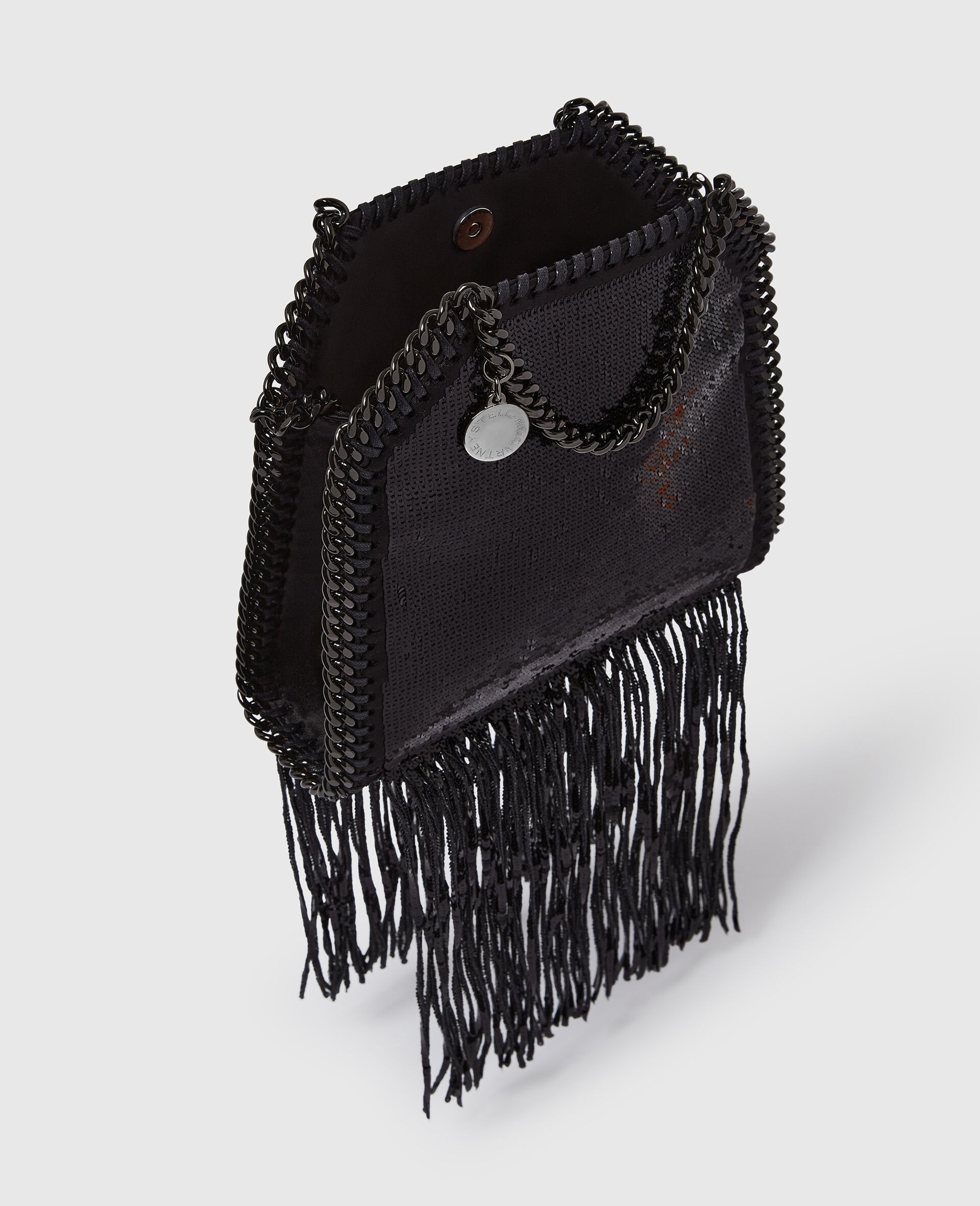 Limited-Edition Falabella Sequin Fringe Tiny Tote Bag-Black-large image number 5