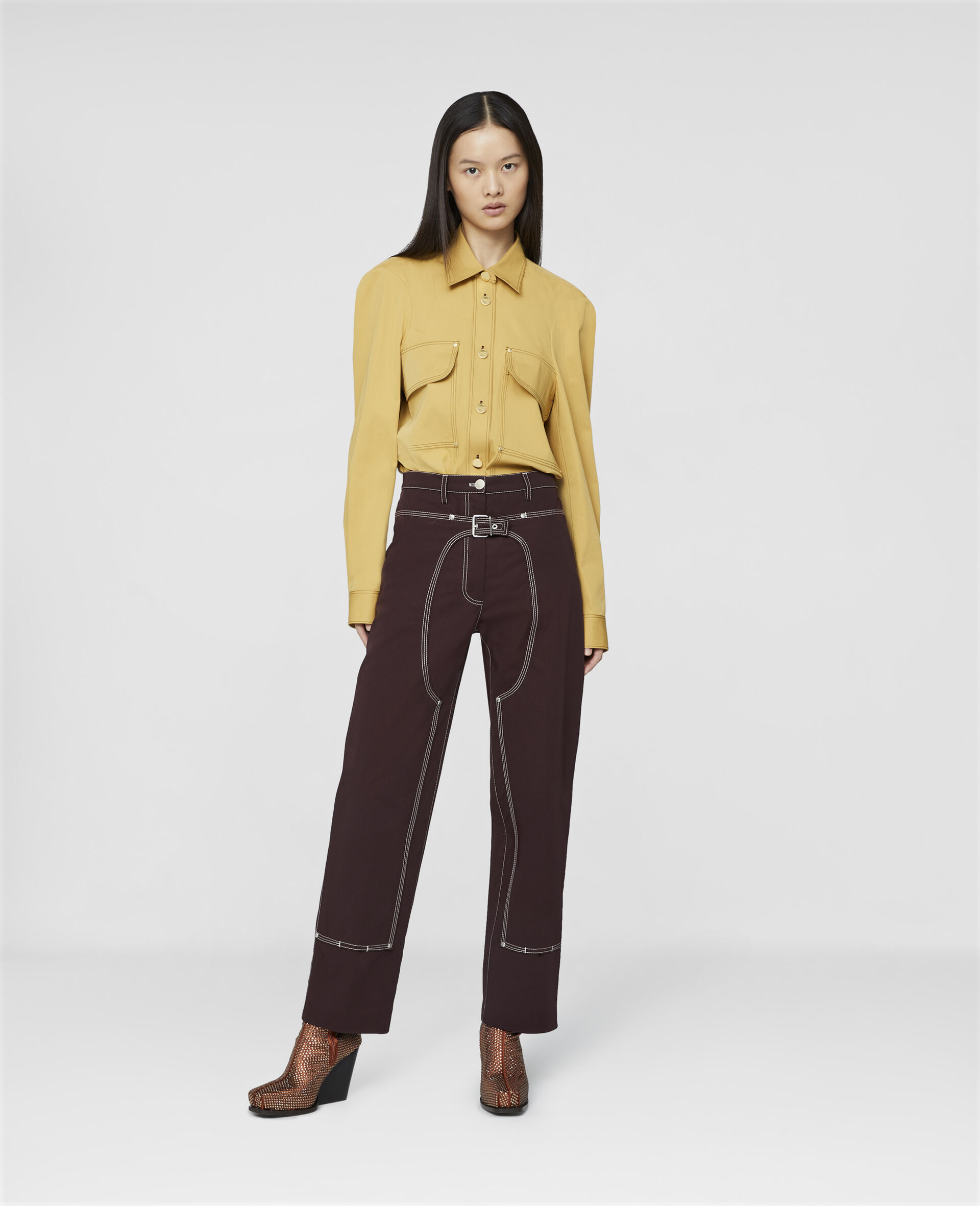 Cotton Twill Utility Shirt-Yellow-large image number 1