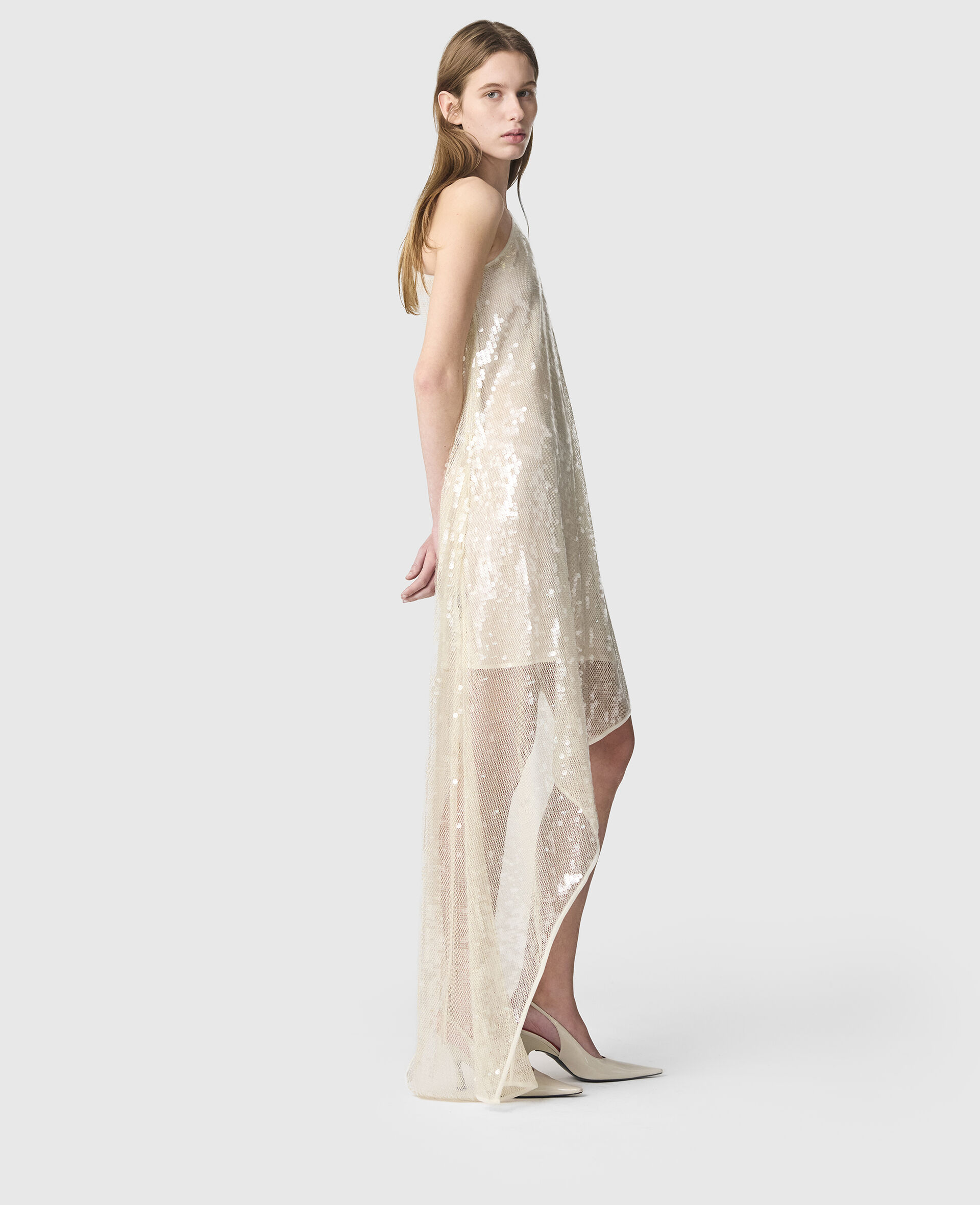 원 슬리브 시퀸 드레스-Cream-large image number 2