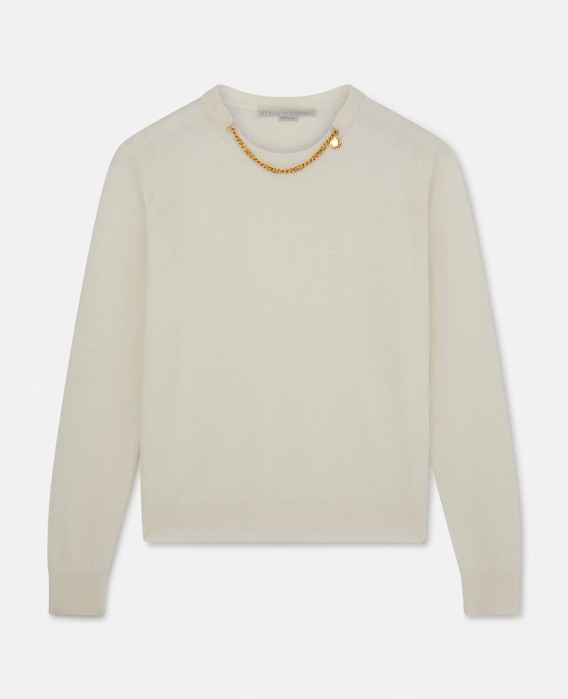 Maglia Girocollo con Catena Falabella-Beige-large image number 0