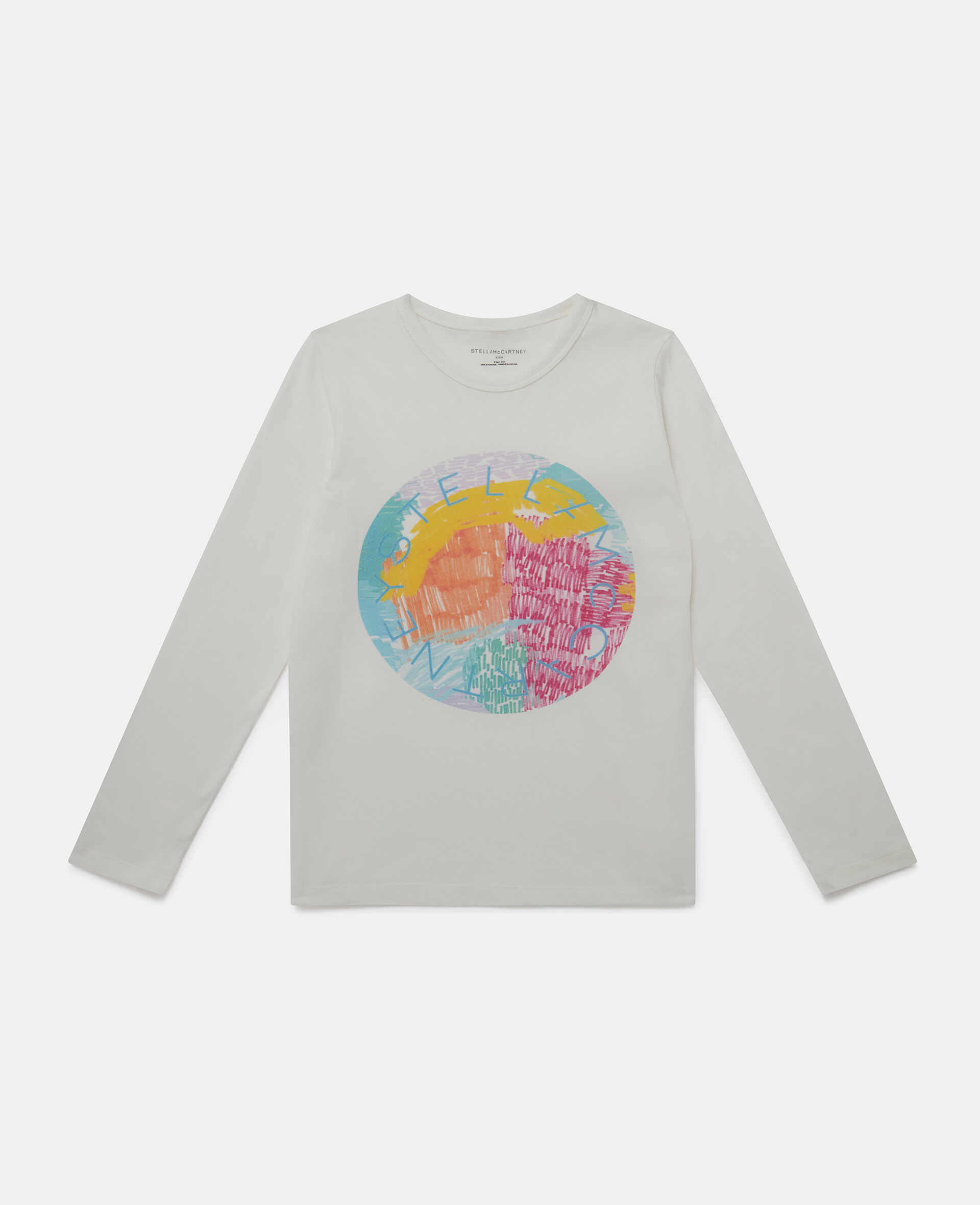 Logo Scribble Disc Long Sleeve T-Shirt-Cream-large image number 0