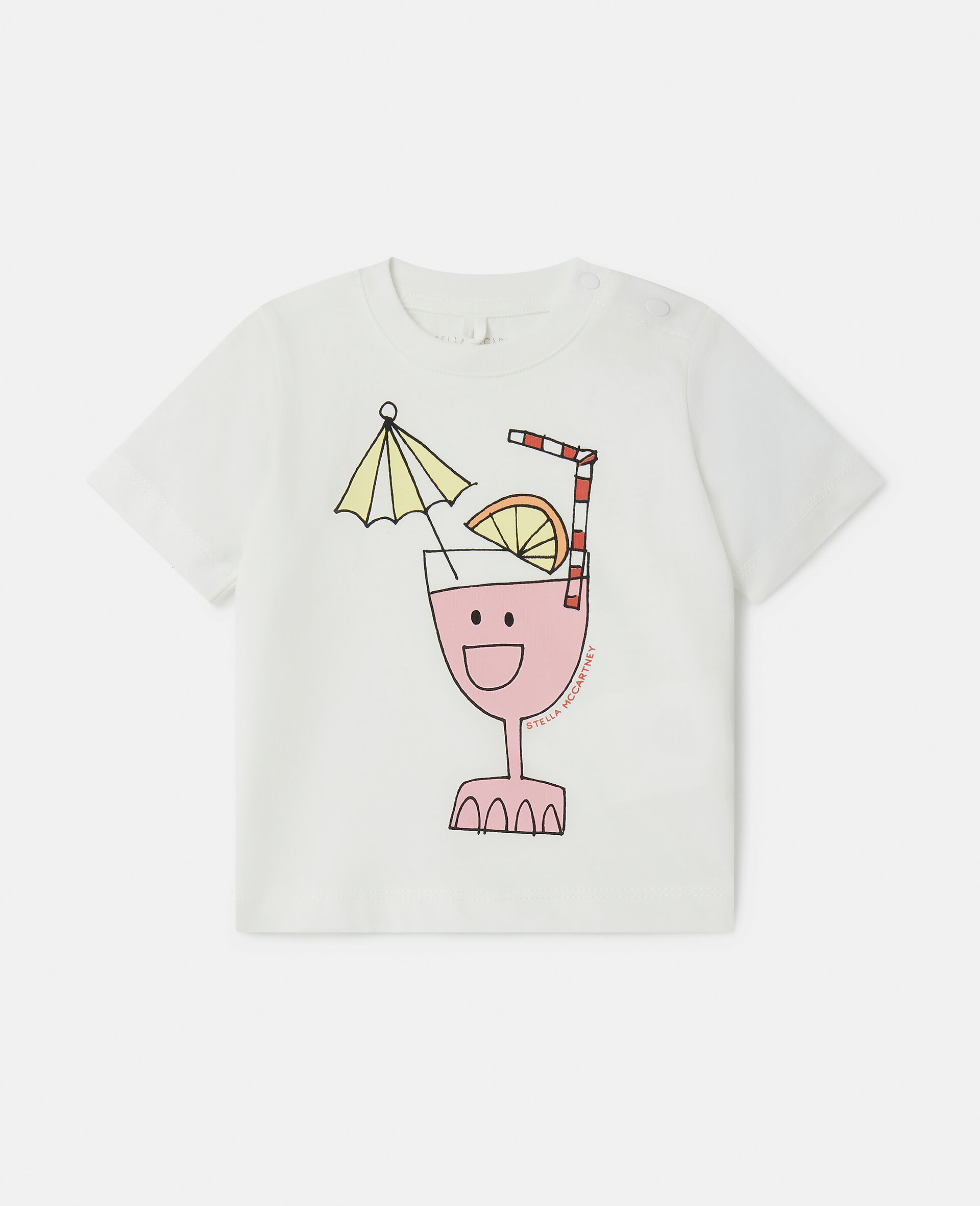 Summer Cocktail Motif T-Shirt-Cream-medium