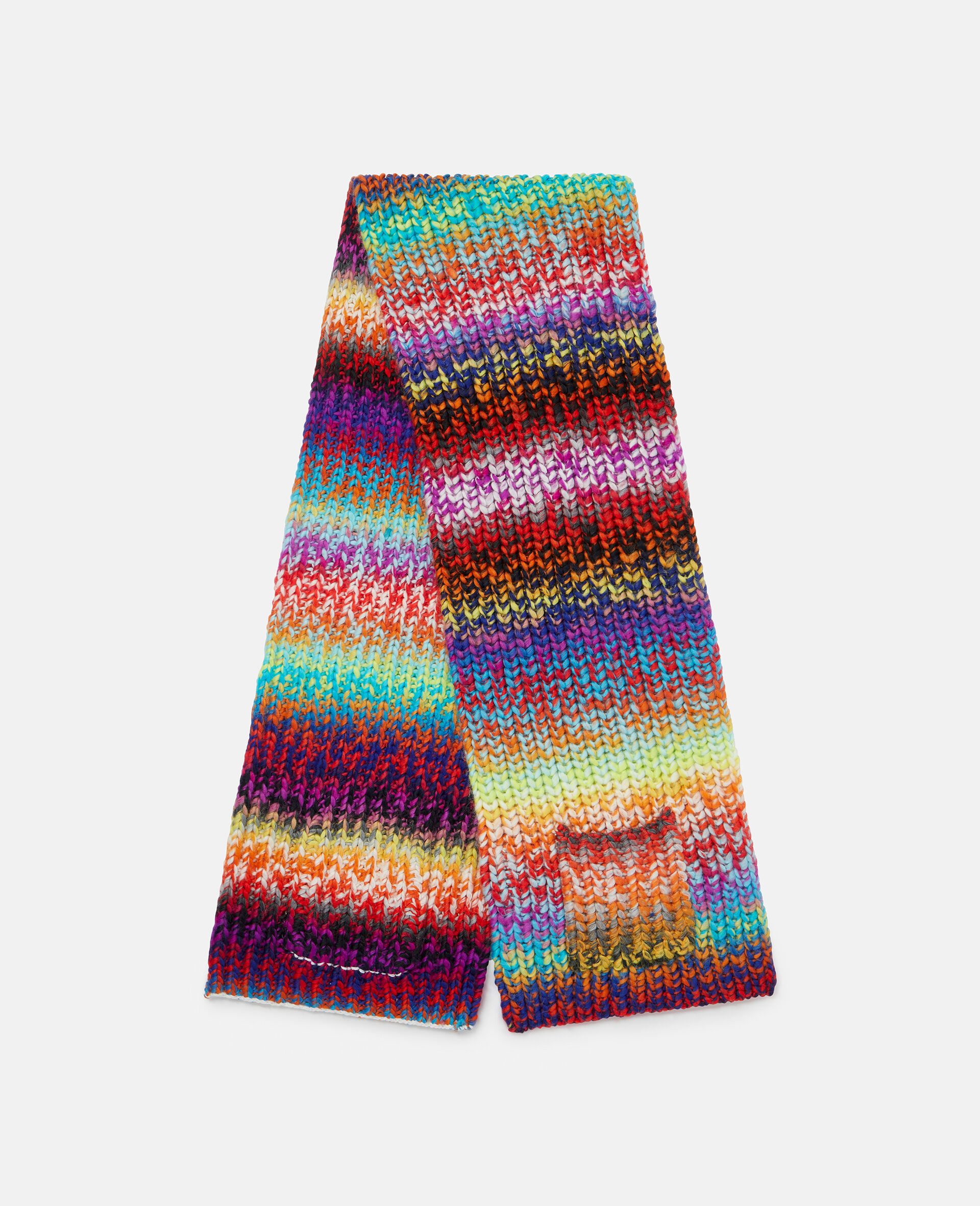 Rainbow Striped Knit Scarf-Multicolour-large
