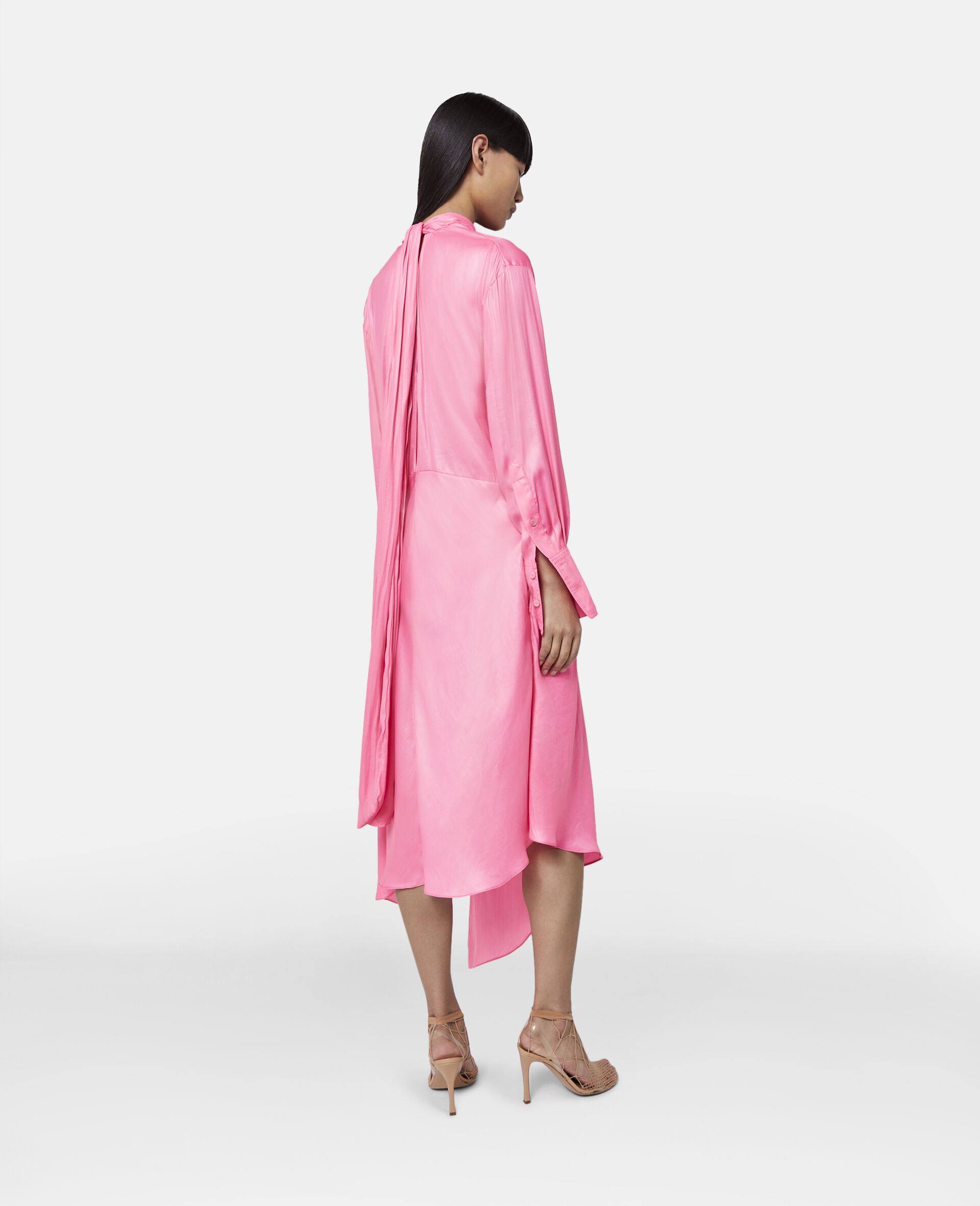 Asymmetric Hem High Neck Dress-Pink-large image number 2