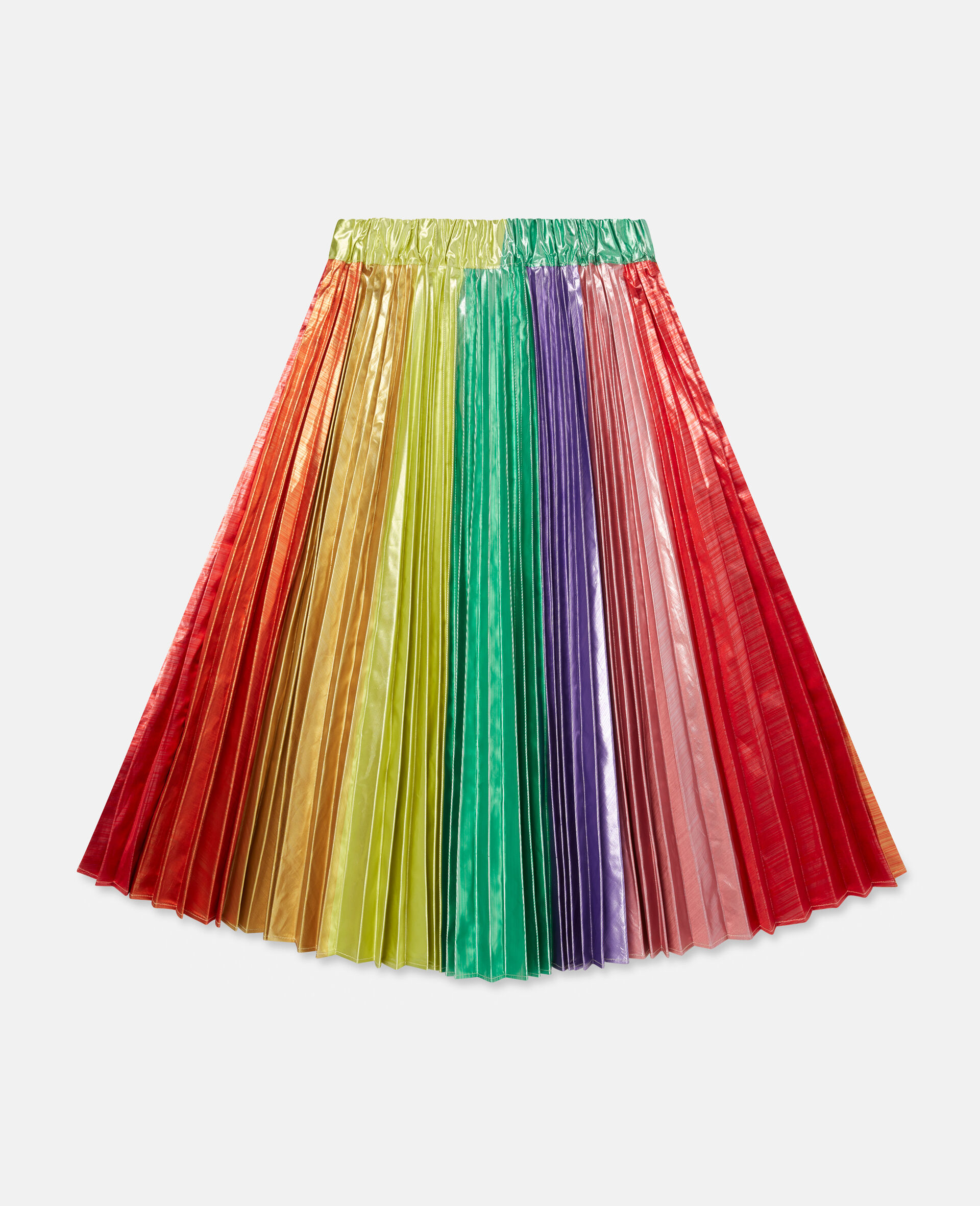 Rainbow Striped Pleated Taffeta Skirt-Multicolour-large image number 3