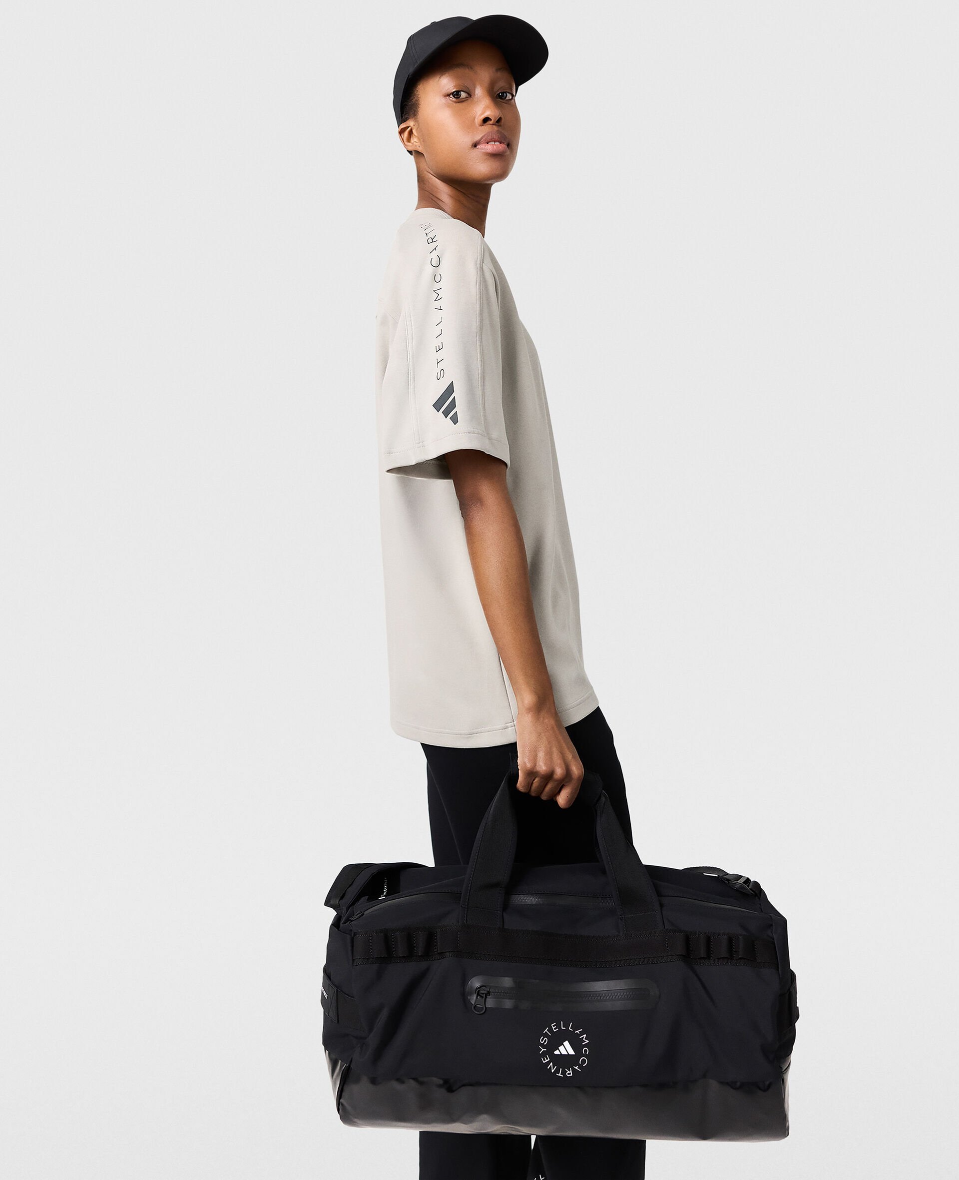 Oversized Logo T-Shirt-Grey-model