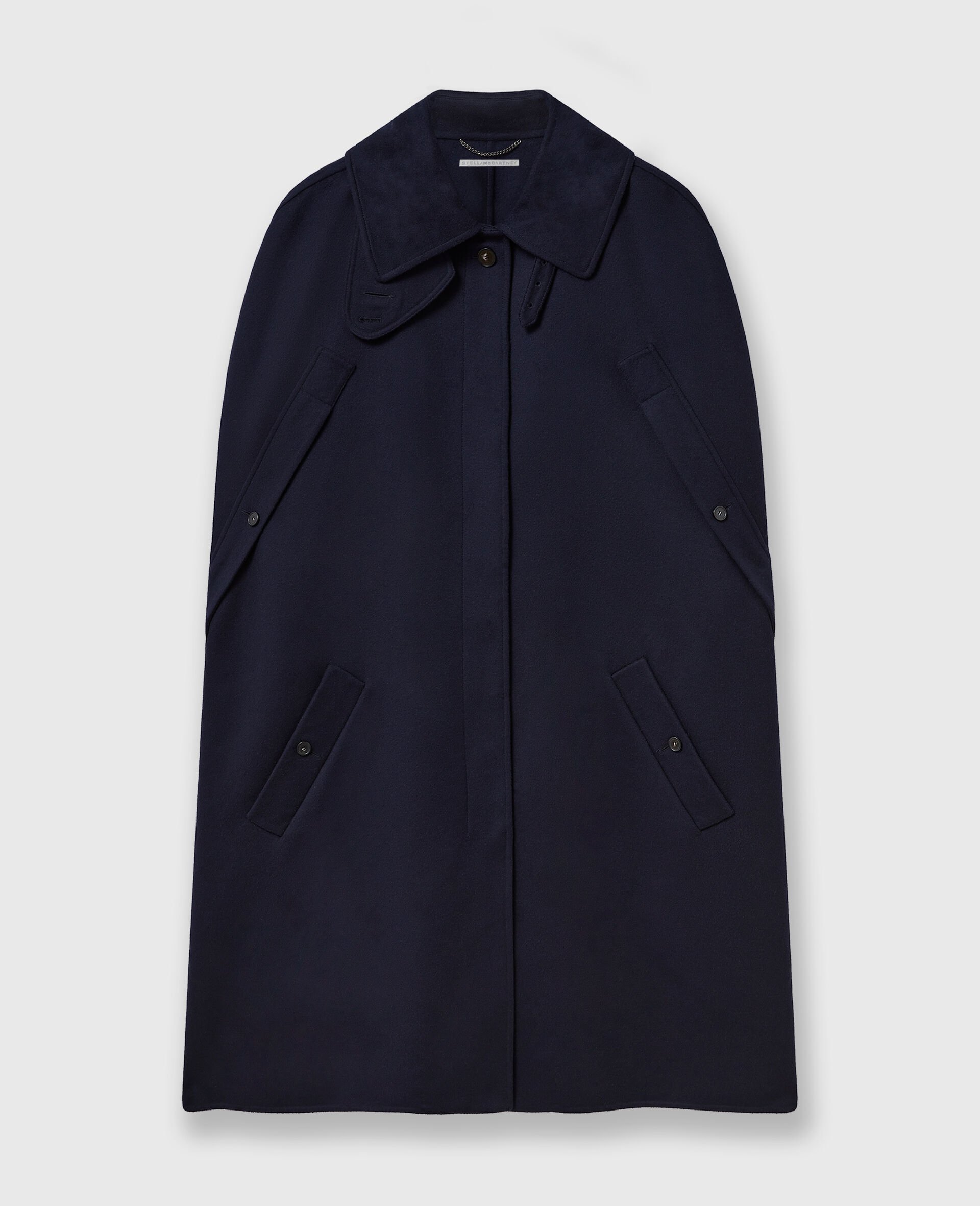High-Neck Button-Up Cape-Blue-large image number 0