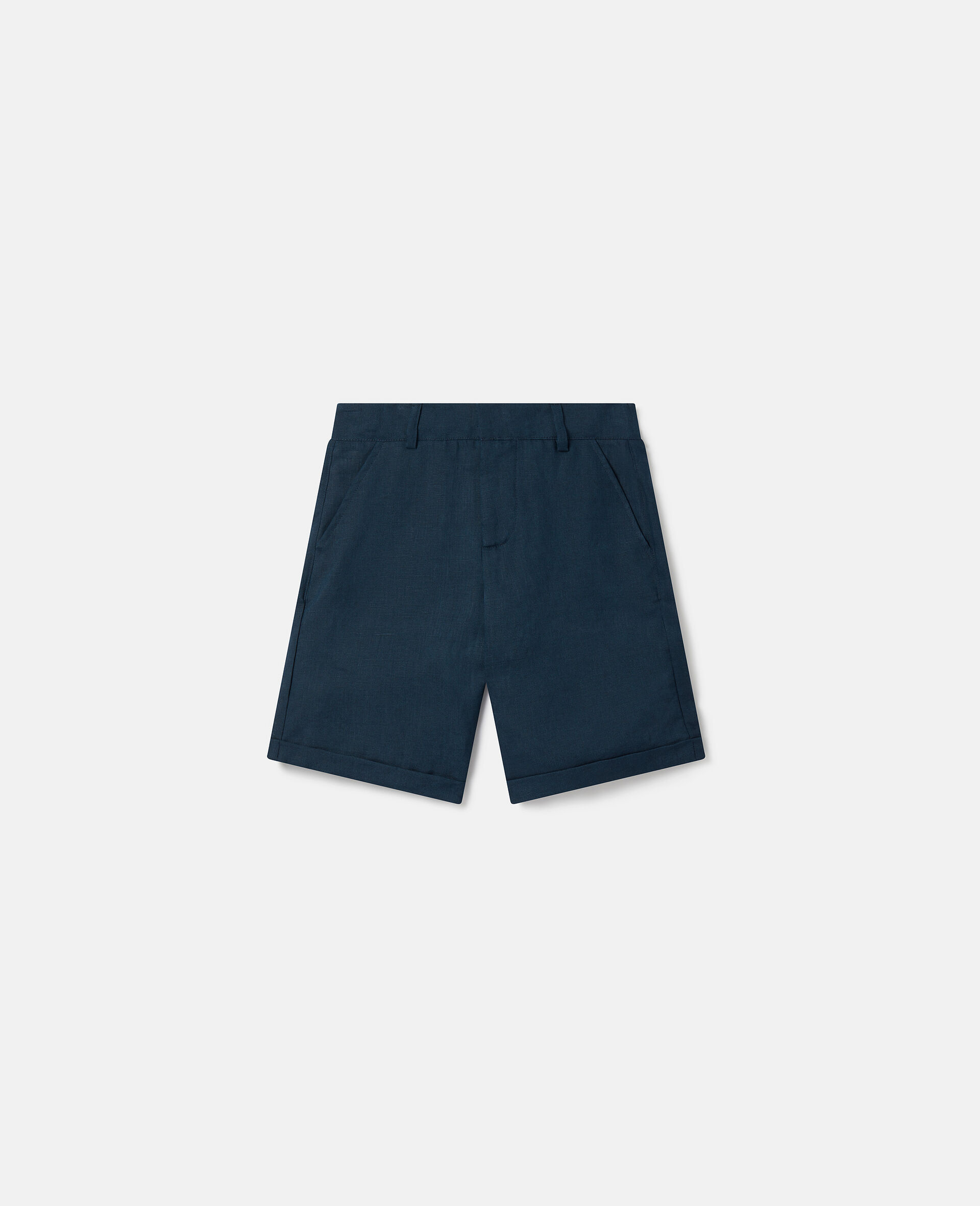 Linen Tailored Shorts-蓝色-medium